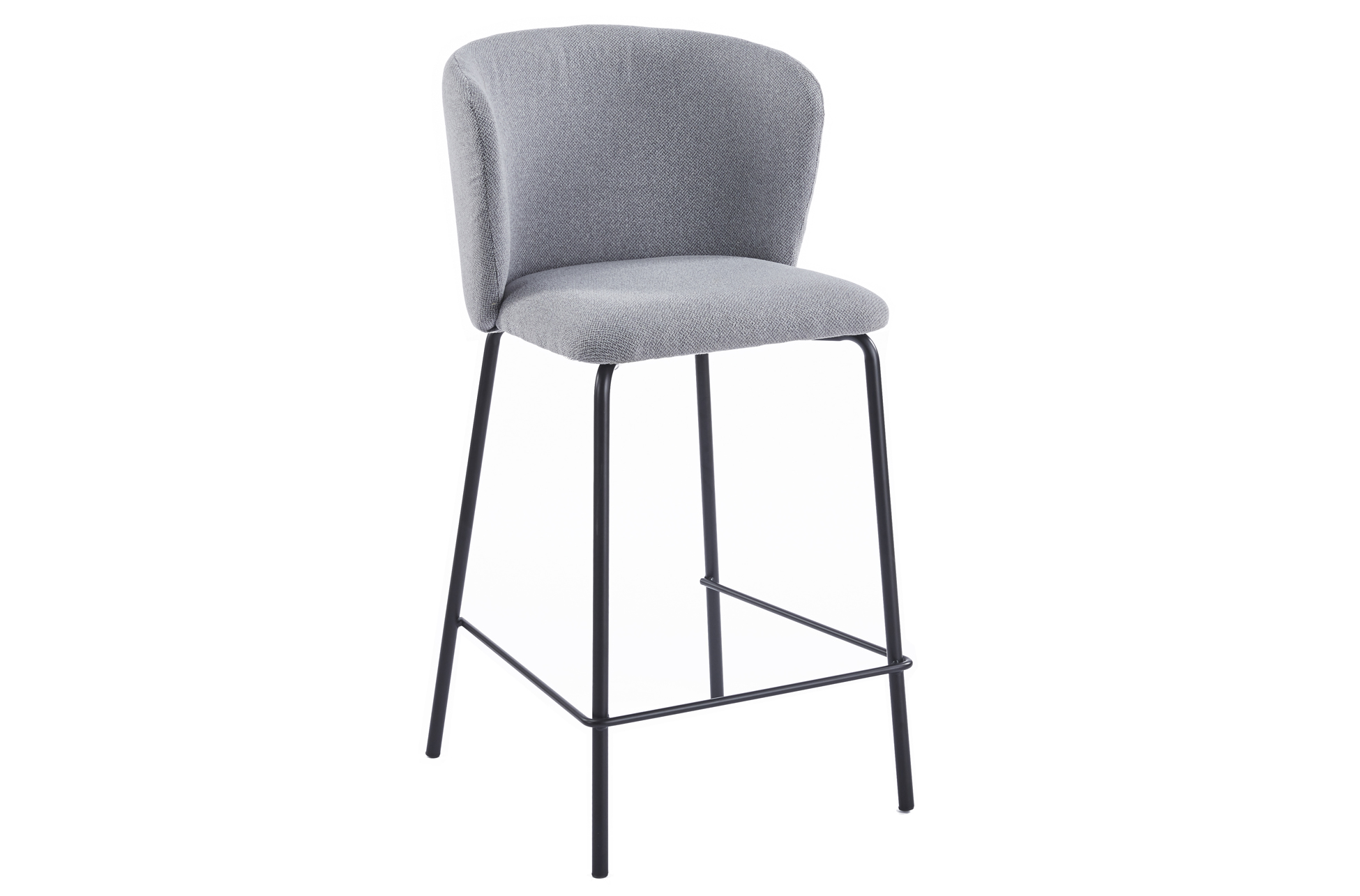 TABURETE TAPIZADO MARGOT ALTO ASIENTO 65 CM TEJIDO GRIS. - Imagen 2