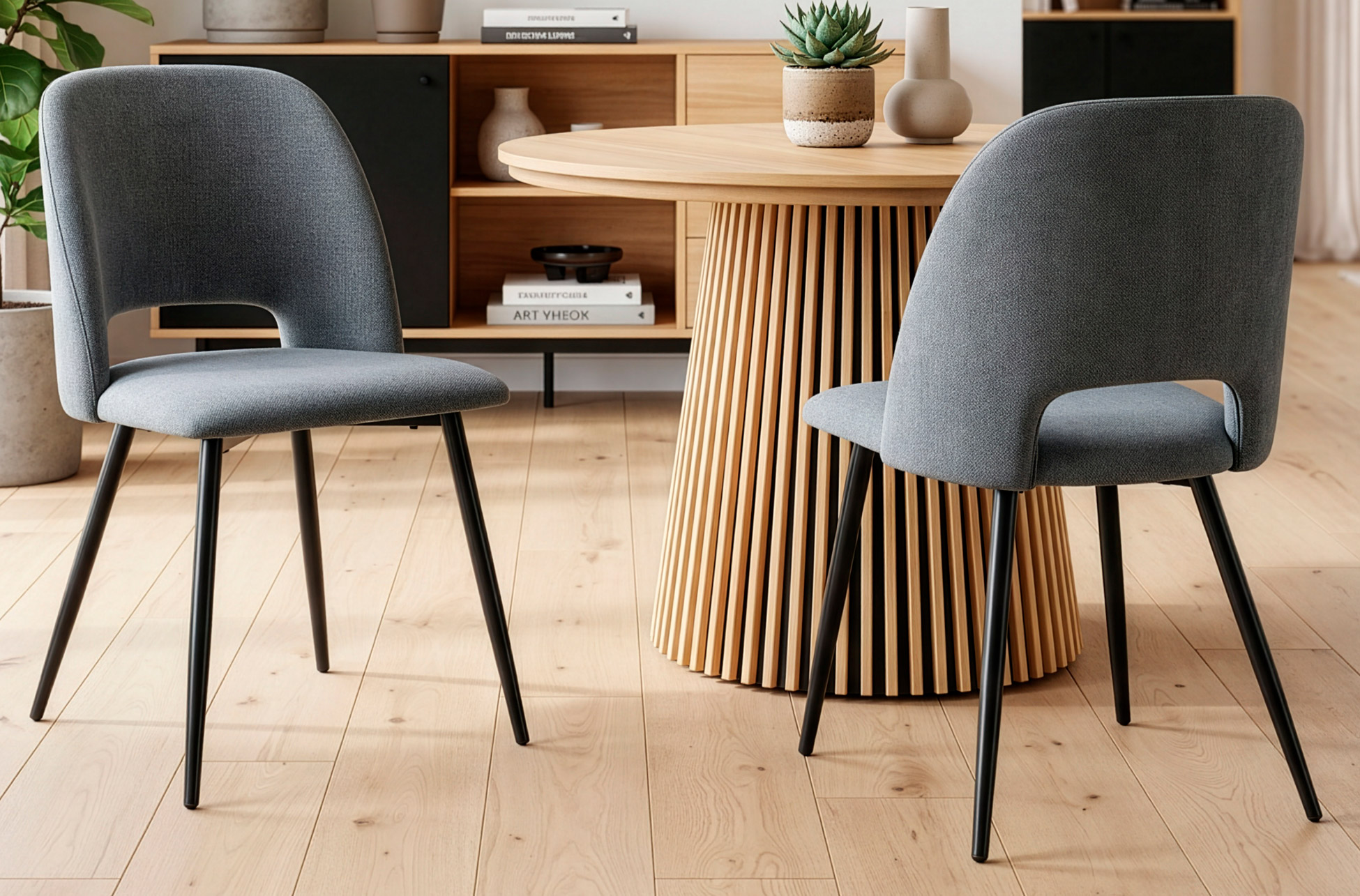 SILLA COMEDOR VENUS TEJIDO GRIS / NEGRO