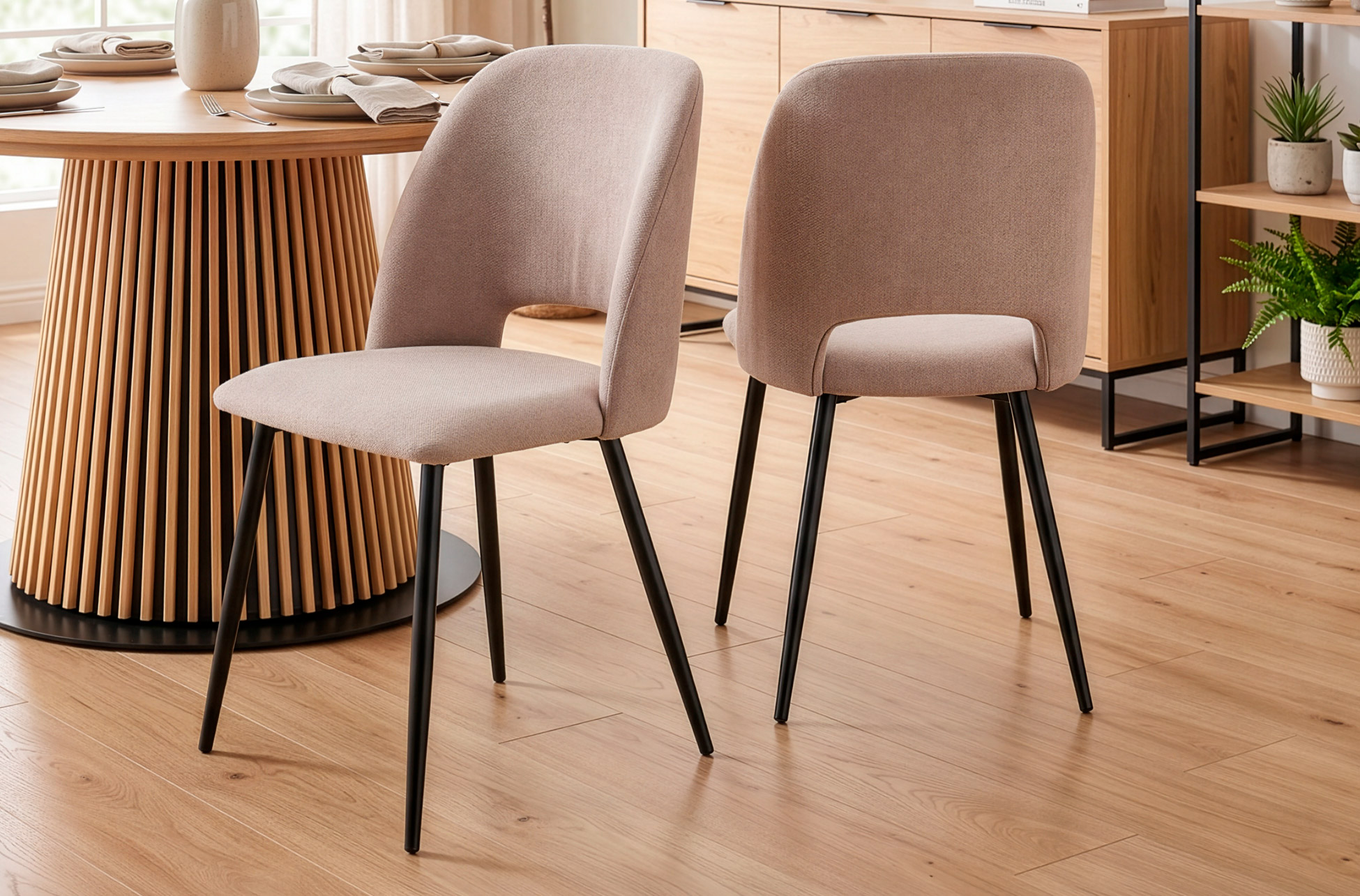 SILLA COMEDOR VENUS TEJIDO BEIGE / NEGRO.