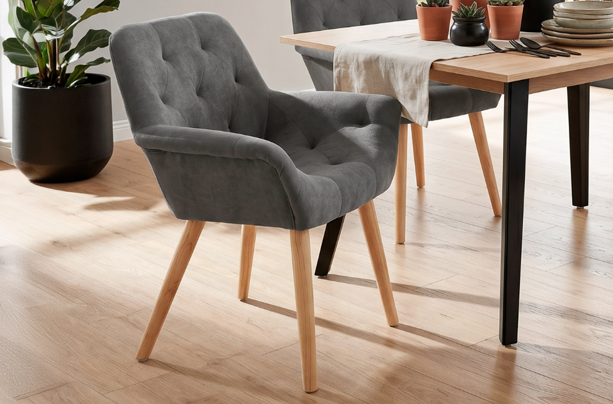 SILLA COMEDOR NATURE MICROFIBRA GRIS