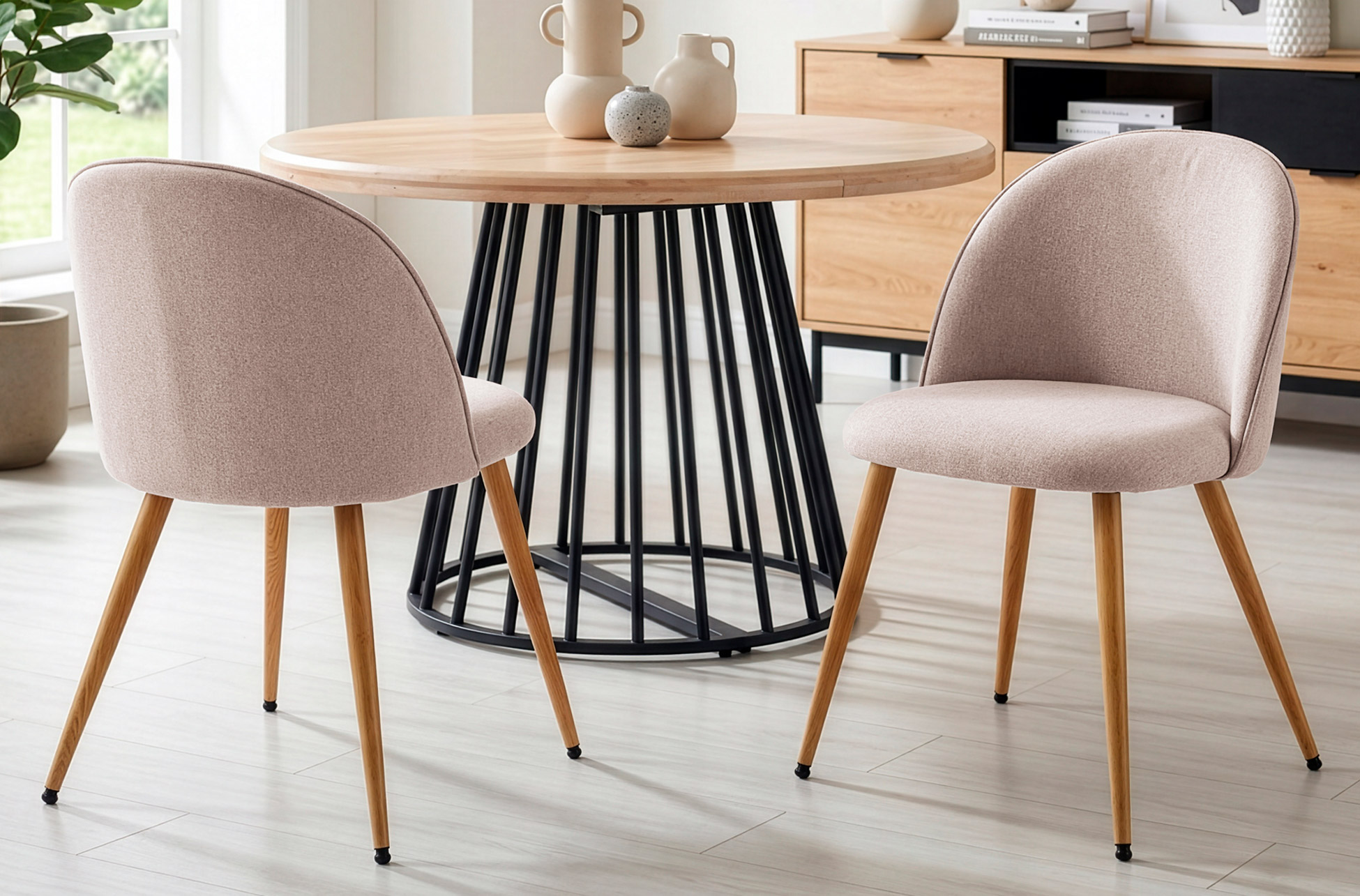 SILLA COMEDOR EVORA TEJIDO BEIGE / OAK.