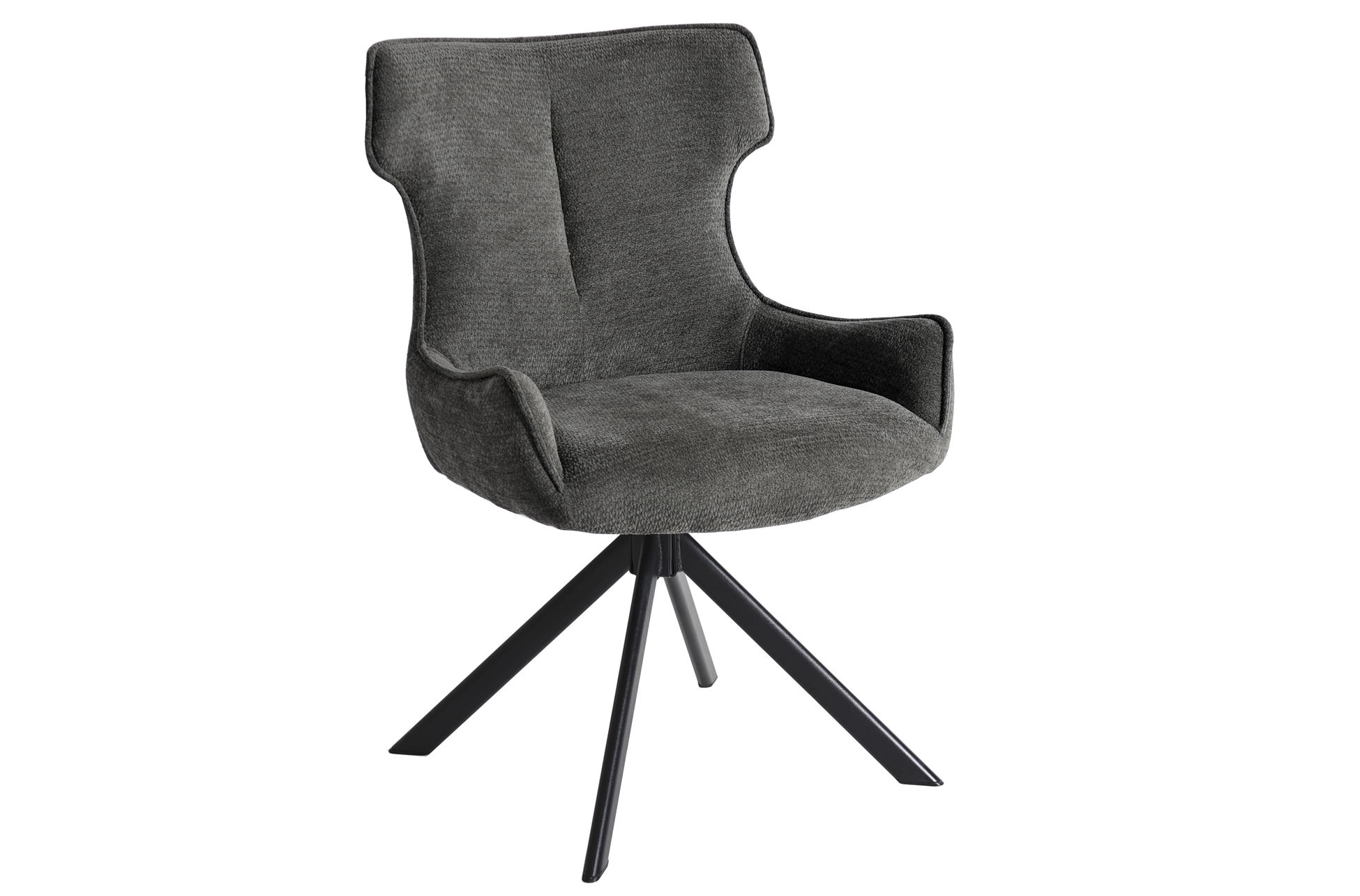 SILLA COMEDOR GIRATORIA ROBERT TEJIDO GRIS. - Imagen 2