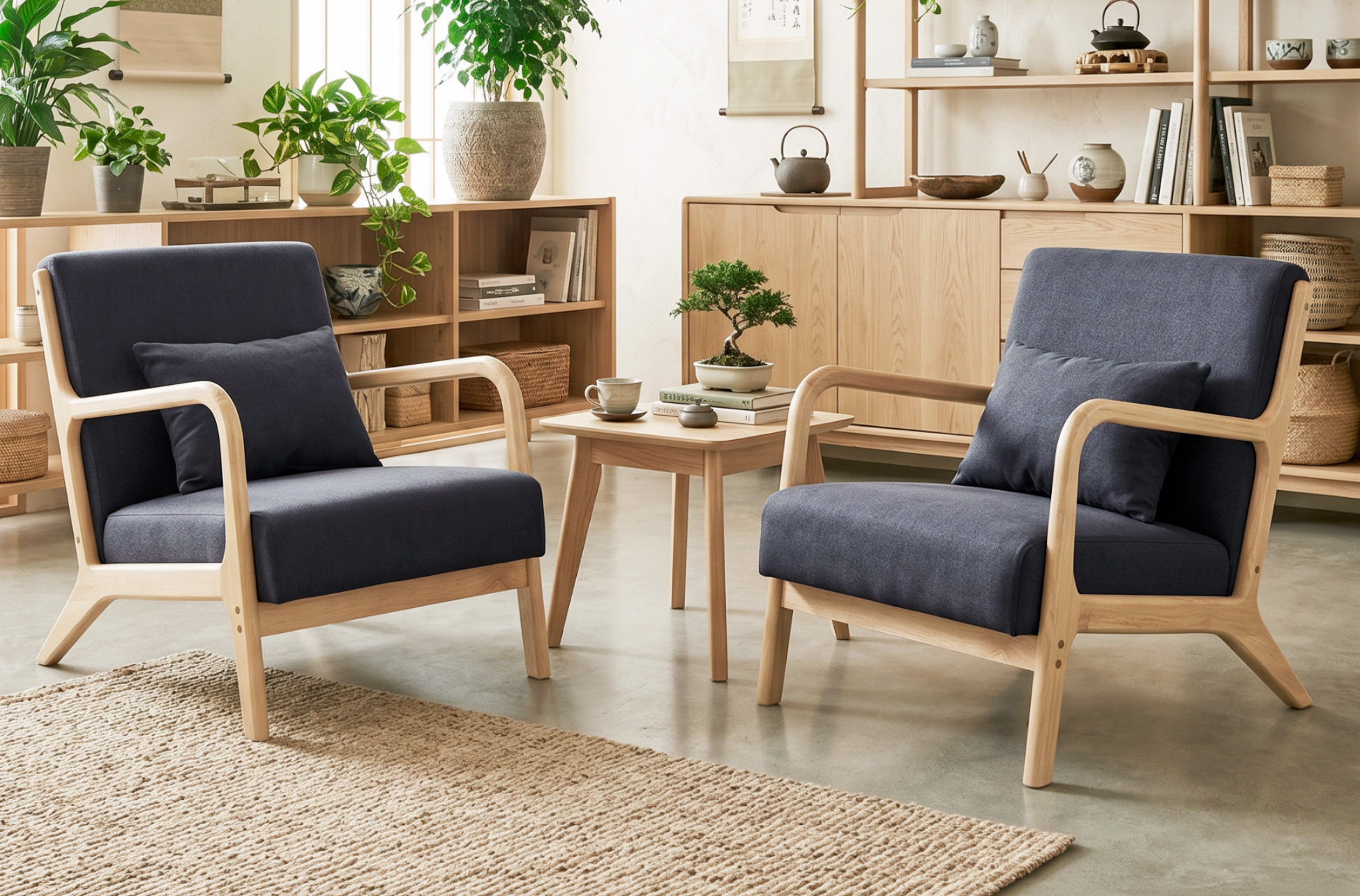 BUTACA TOKIO TEJIDO GRIS / MADERA