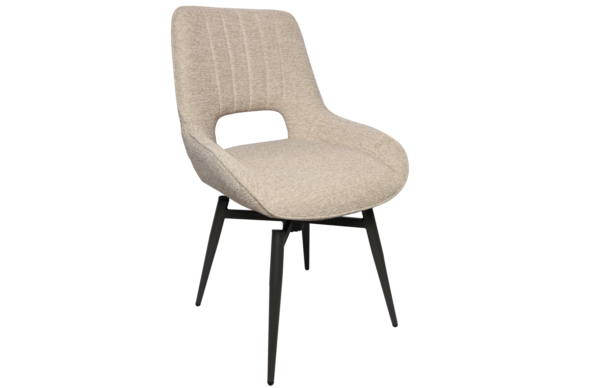 SILLA DE COMEDOR GIRATORIA DARA TEJIDO BEIGE. - Imagen 2