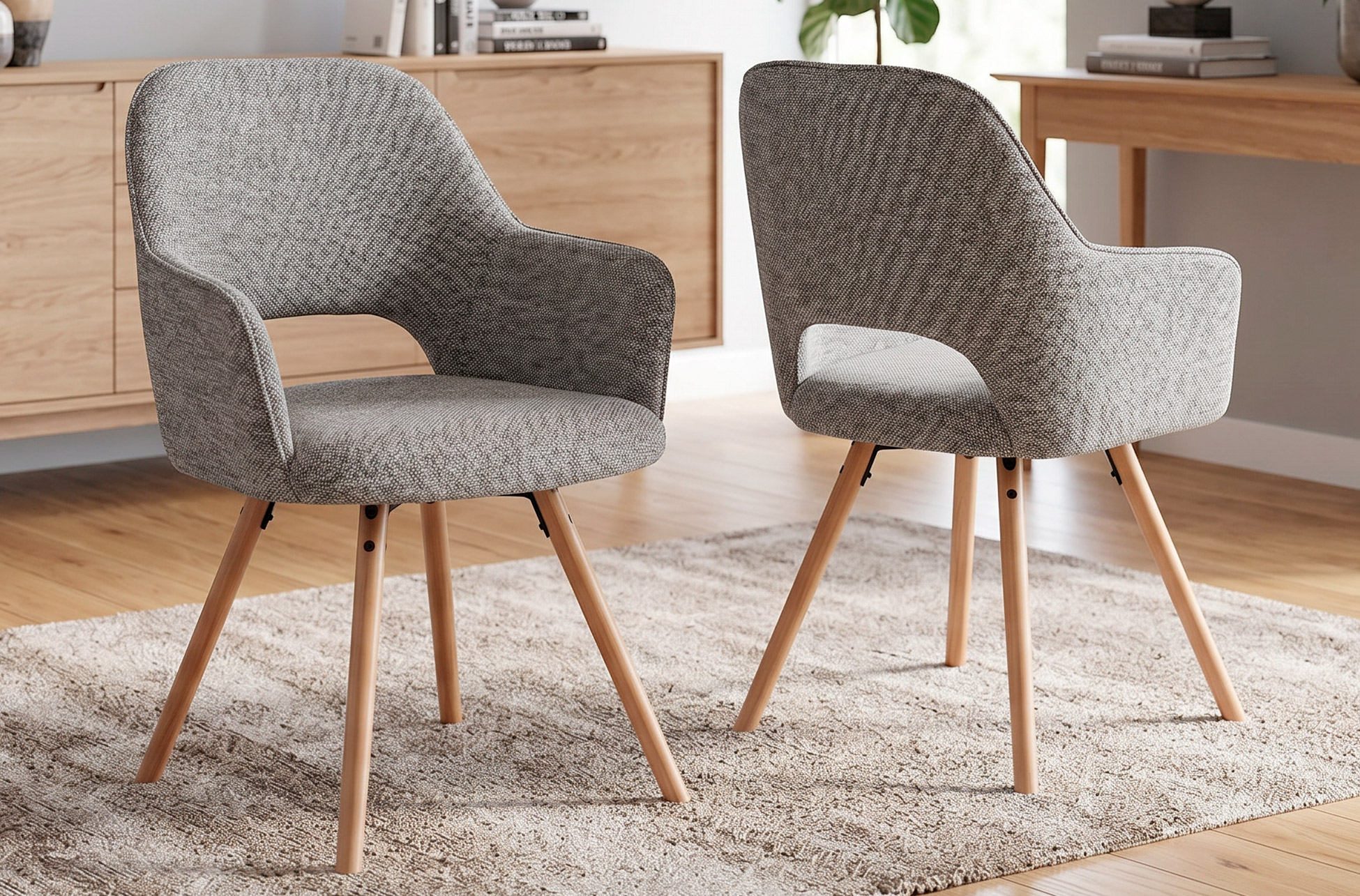 SILLA DE COMEDOR GIRATORIA RIMOR TEJIDO GRIS.