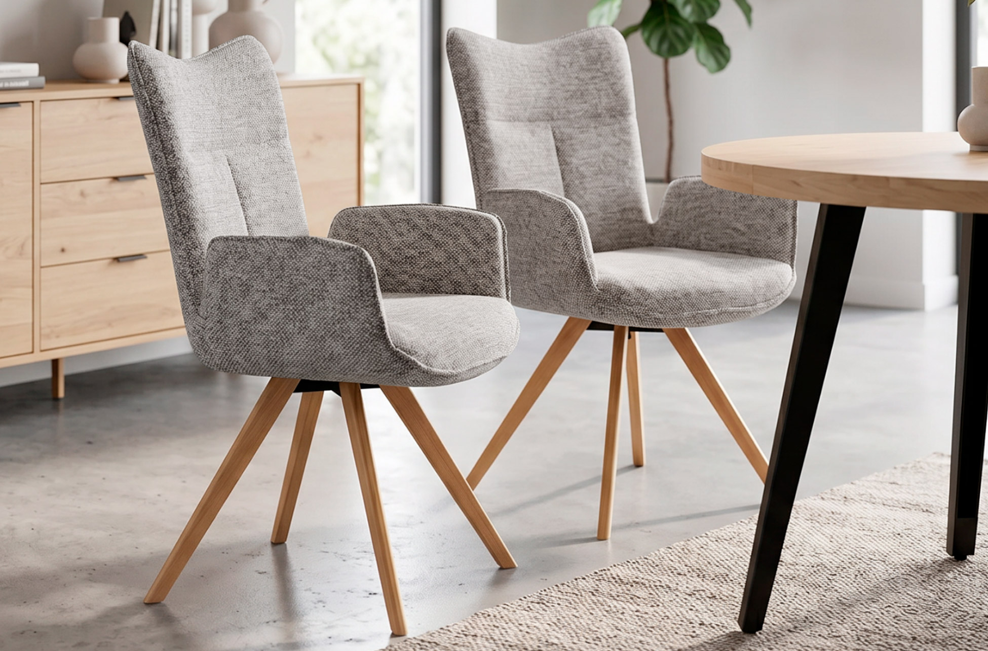 SILLA COMEDOR MIREIA TEJIDO GRIS