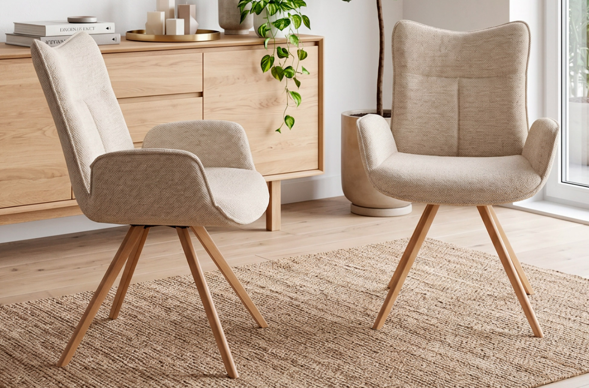 SILLA COMEDOR MIREIA TEJIDO BEIGE