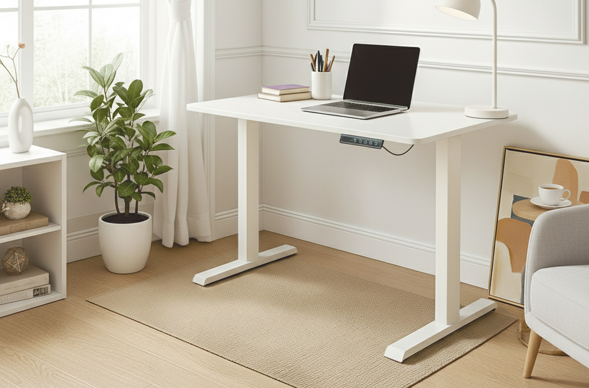 MESA ESTUDIO MOTORIZADA 120 X 60 CM BLANCO