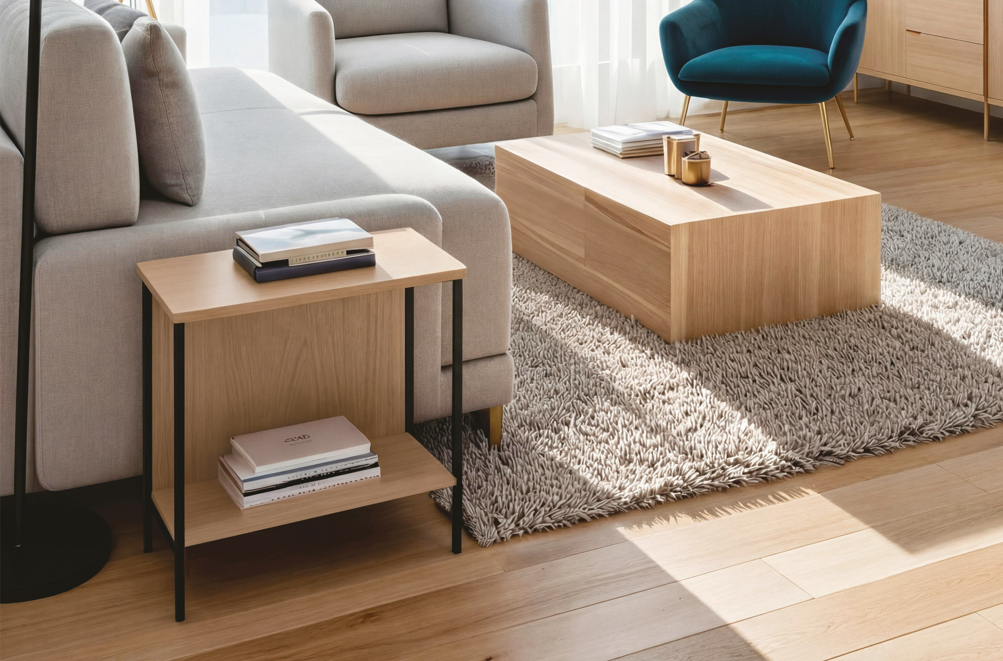 MESA RINCON / SOFÁ DECK 40 x 18 CM OAK / NEGRO