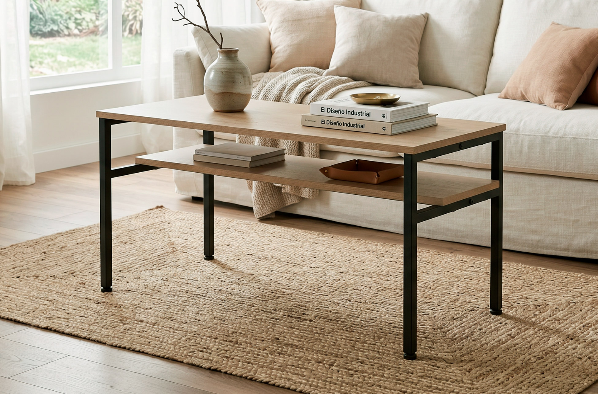 MESA CENTRO DECK 80 x 40 CM OAK / NEGRO