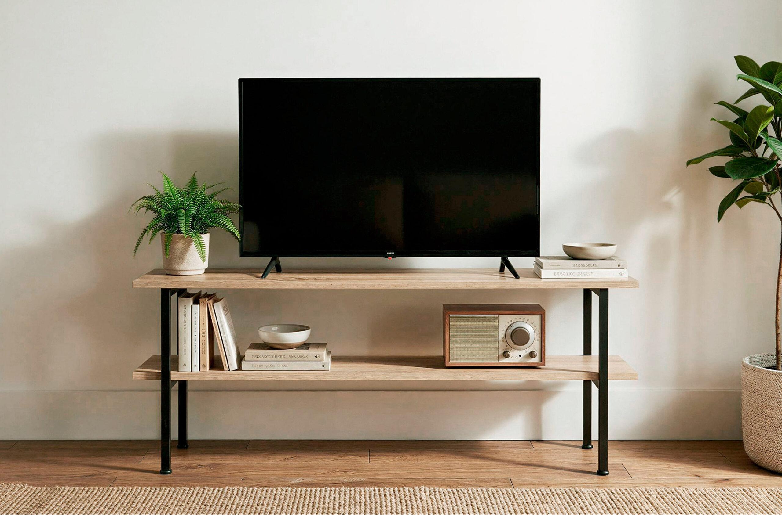 MESA AUXILIAR / TV DECK 120 x 30 CM OAK / NEGRO