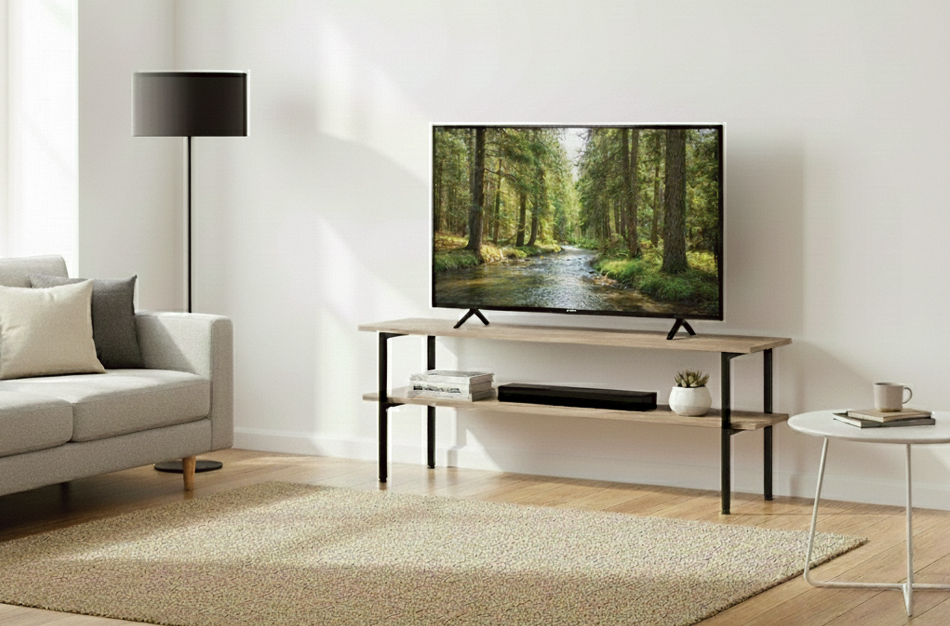 MESA AUXILIAR / TV DECK 120 x 30 CM OAK / NEGRO - Imagen 4