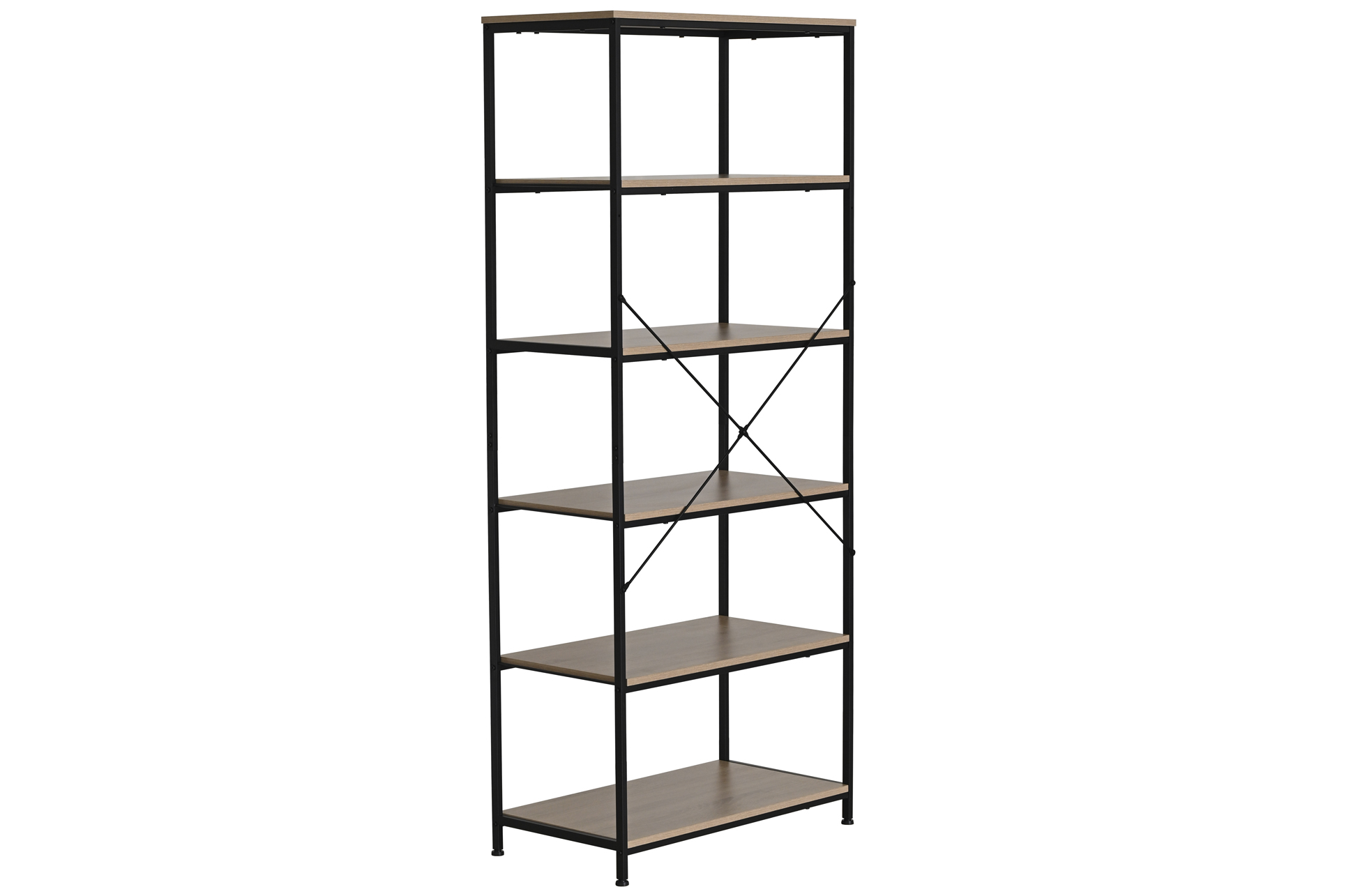 ESTANTERIA 6 ESTANTES DECK 75 X 180 CM OAK / NEGRO - Imagen 3