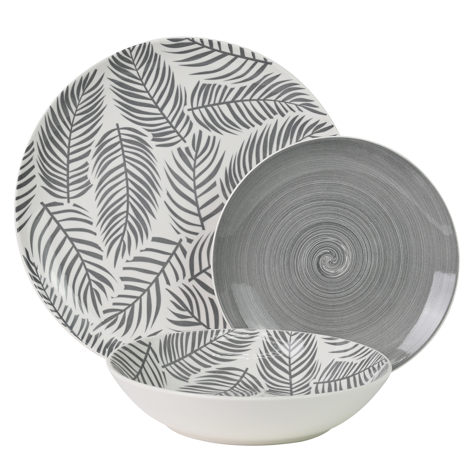 VAJILLA 18 PZS PORCELANA GRIS/FILTRO ACERO INOX.-MAMÁ COMO