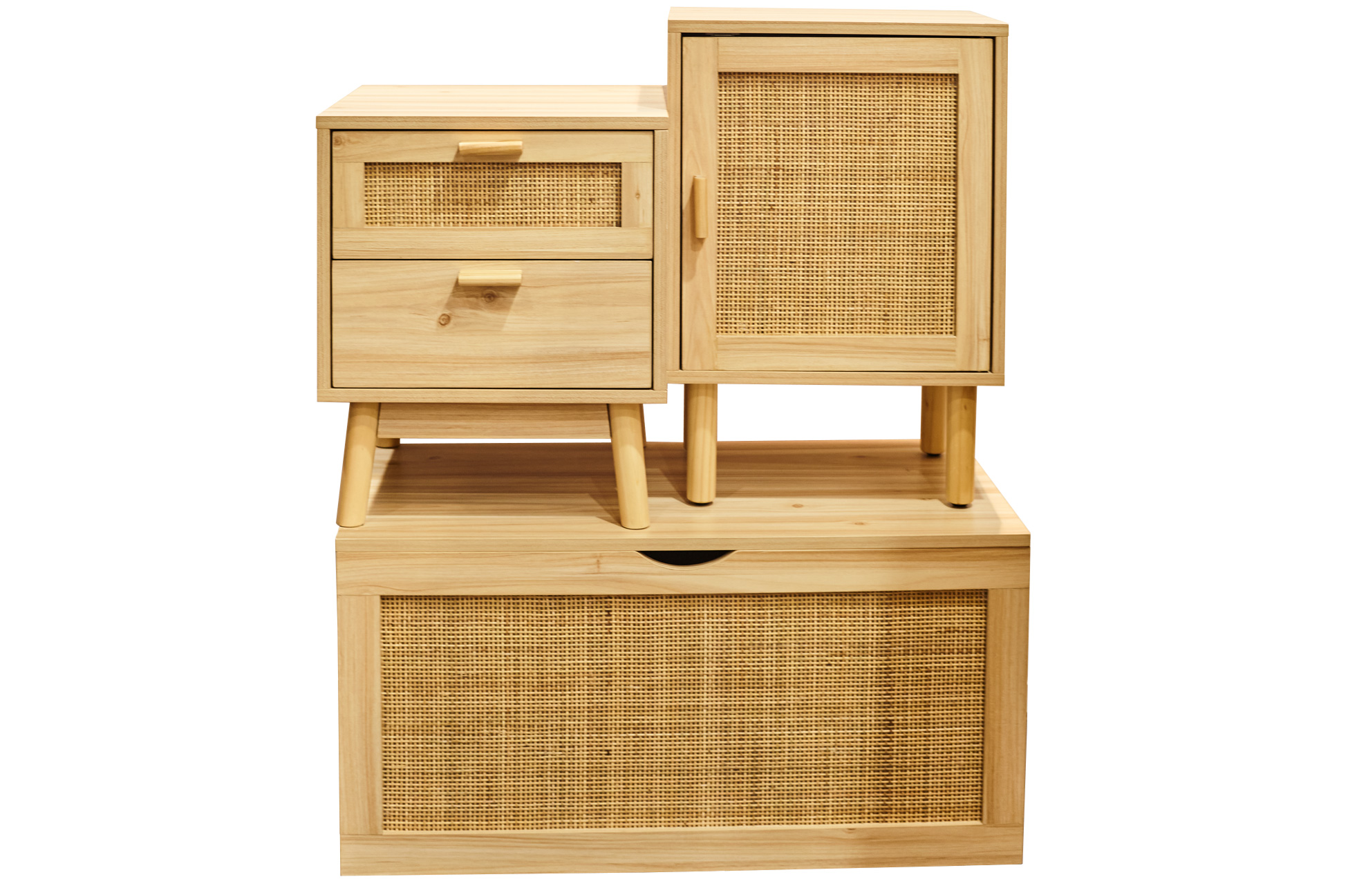 MESILLA DÉCOR 40 x 30 CM PINO / RATTAN. - Imagen 4