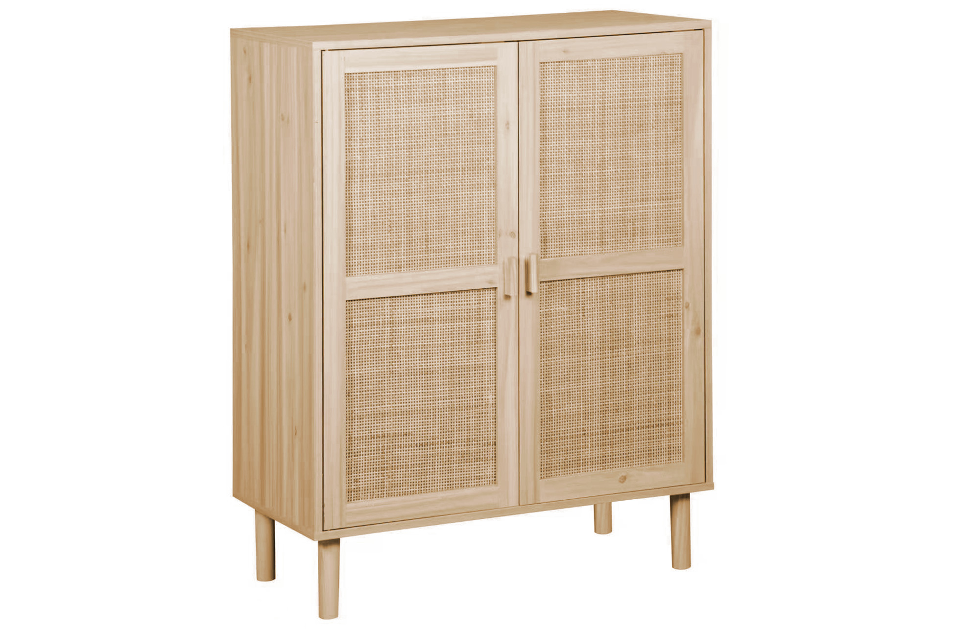 ARMARIO BAJO DÉCOR 80 x 40 CM PINO / RATTAN. - Imagen 2