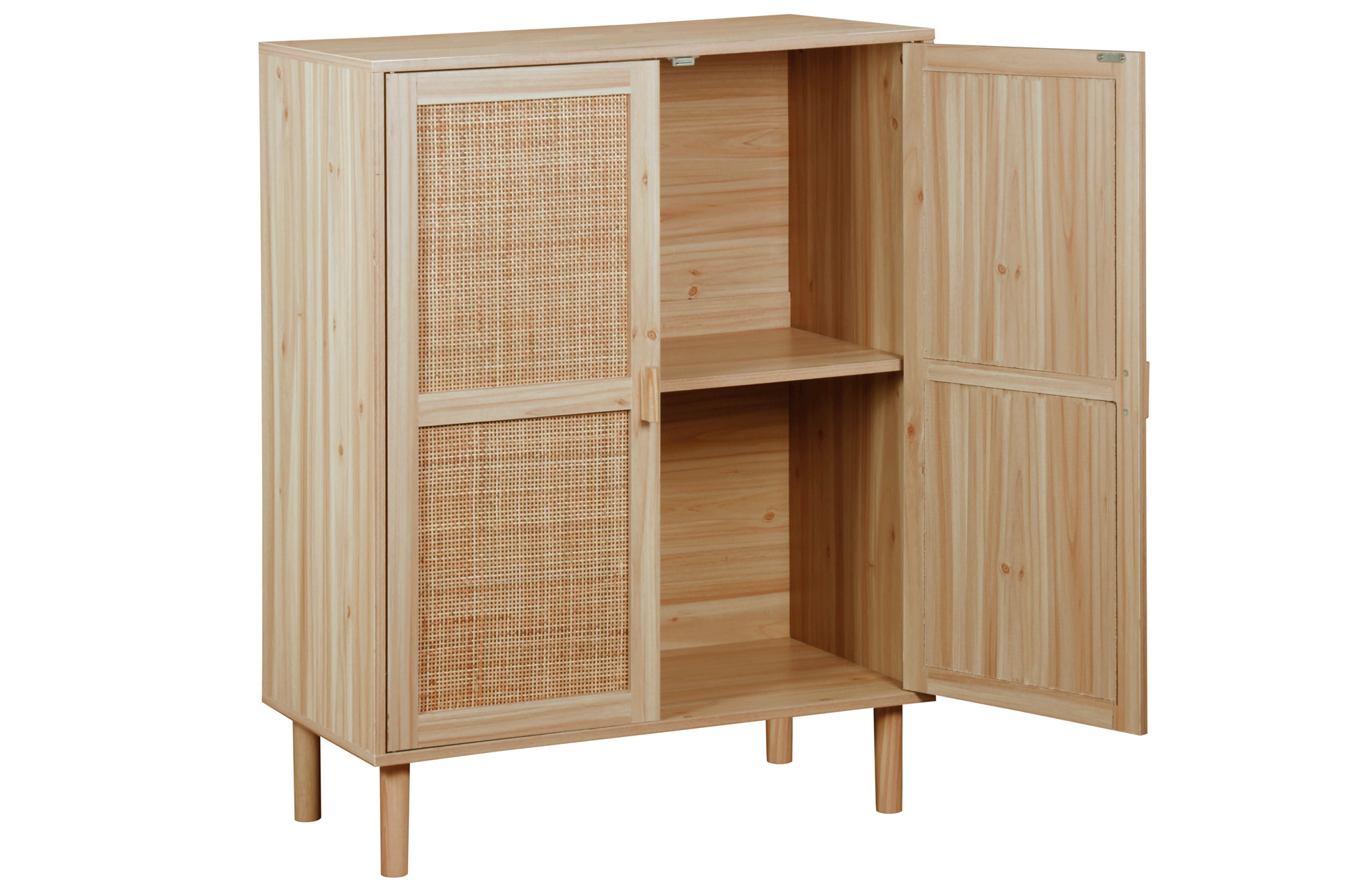 ARMARIO BAJO DÉCOR 80 x 40 CM PINO / RATTAN. - Imagen 3