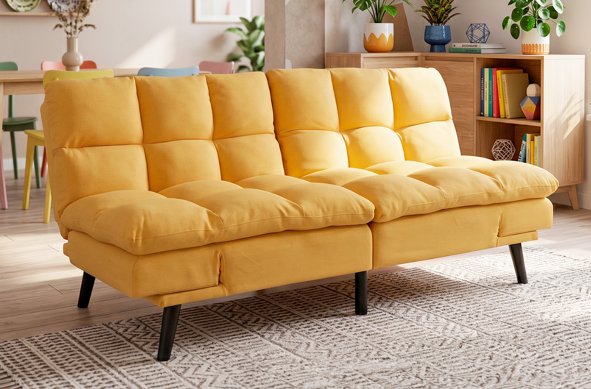 SOFA CAMA CUSHION 108 x 183 CM TEJIDO MOSTAZA