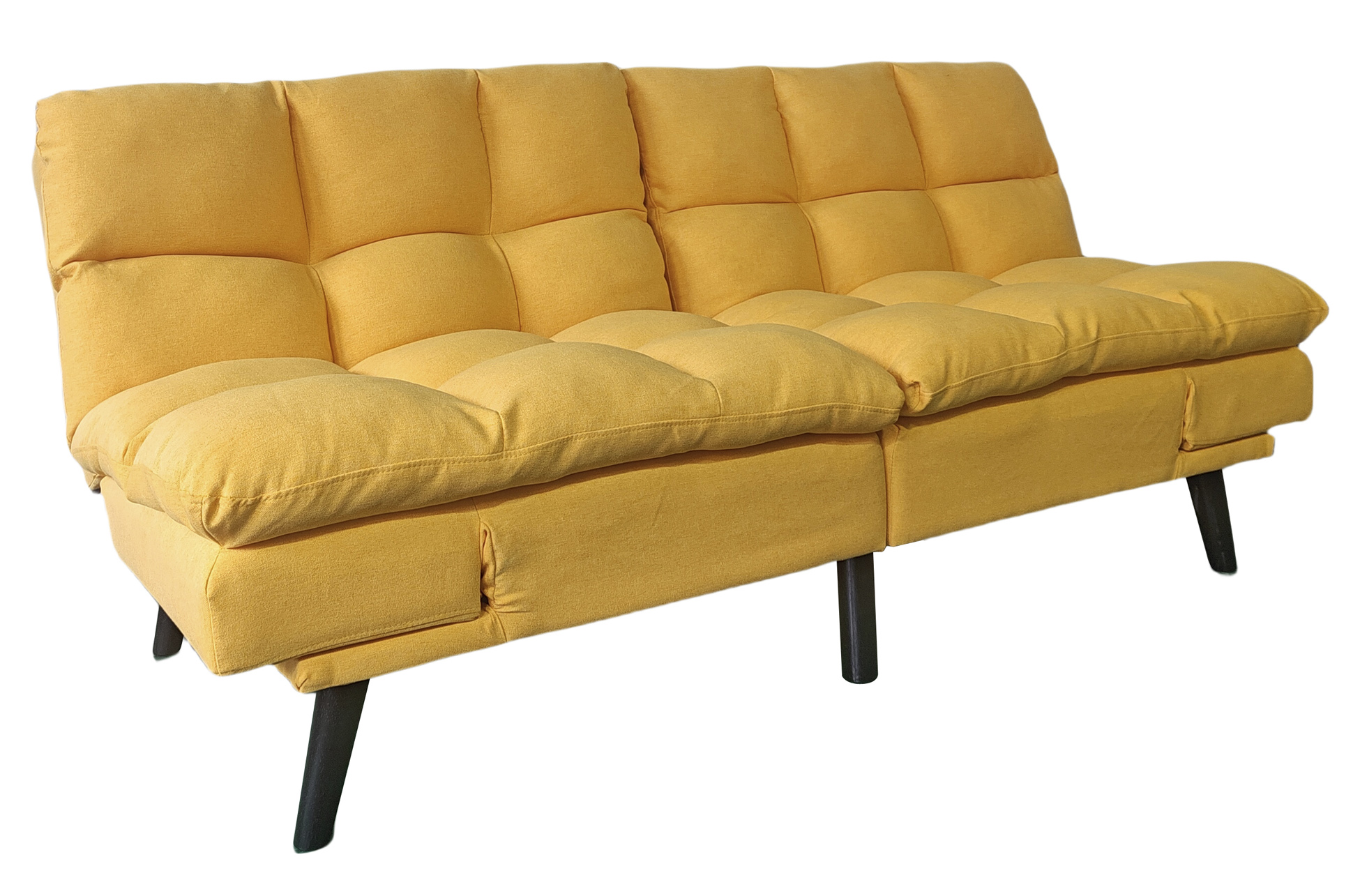 SOFA CAMA CUSHION 108 x 183 CM TEJIDO MOSTAZA - Imagen 2