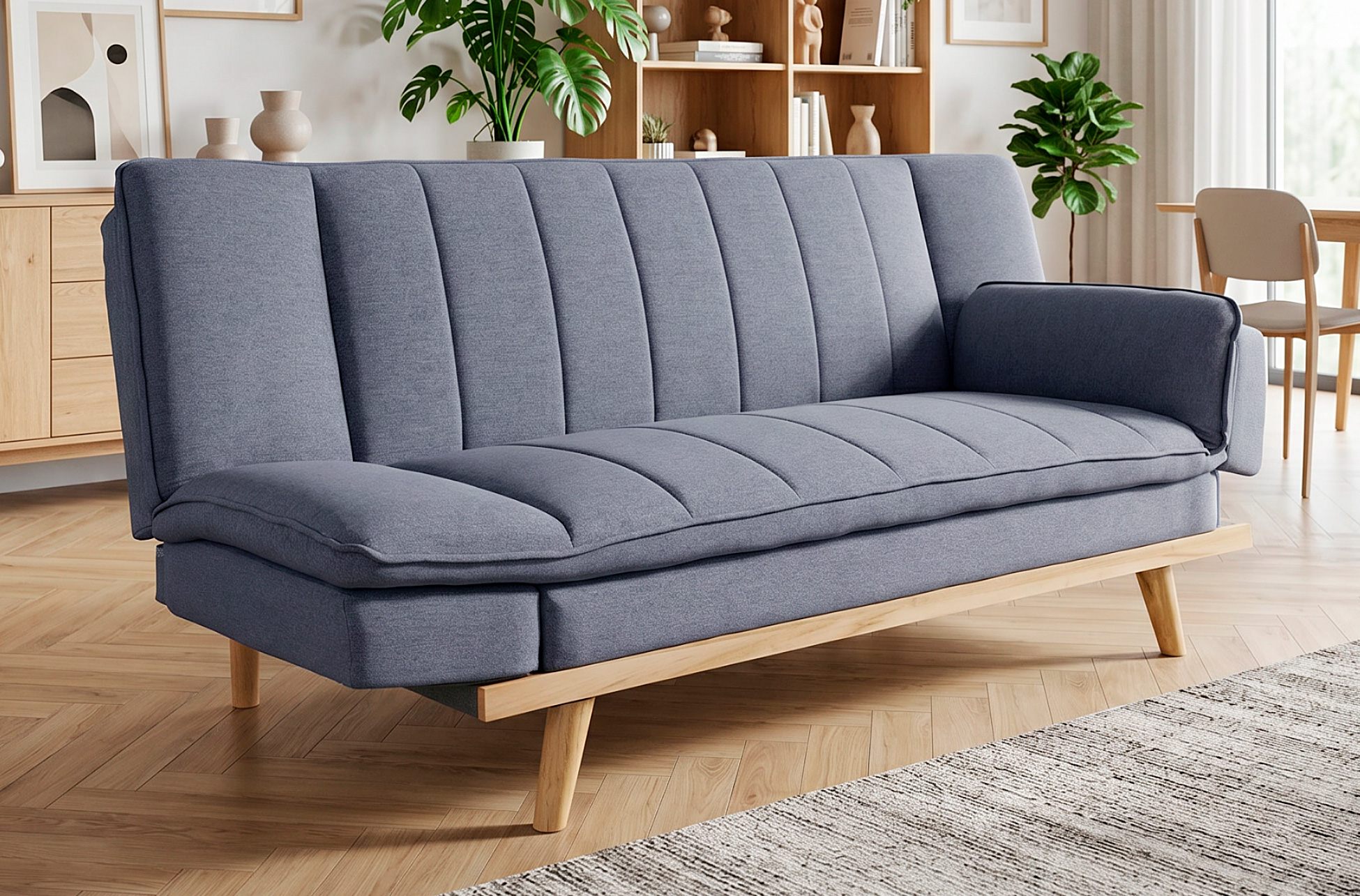SOFA CAMA LOUNGE XL 114 x 189 CM TEJIDO GRIS