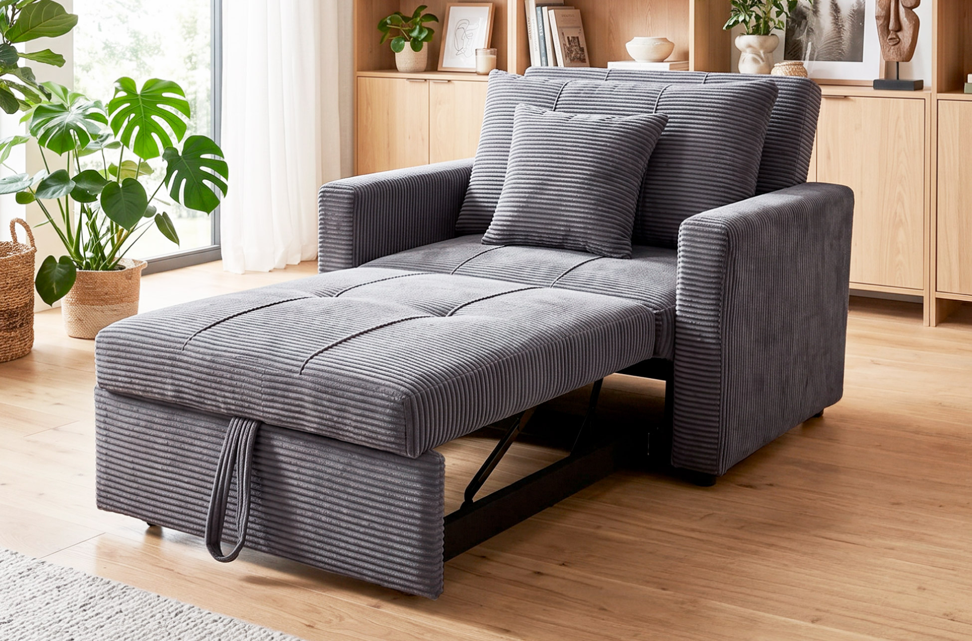 SOFA CAMA DIVAN 99 CM CORDUROY GRIS