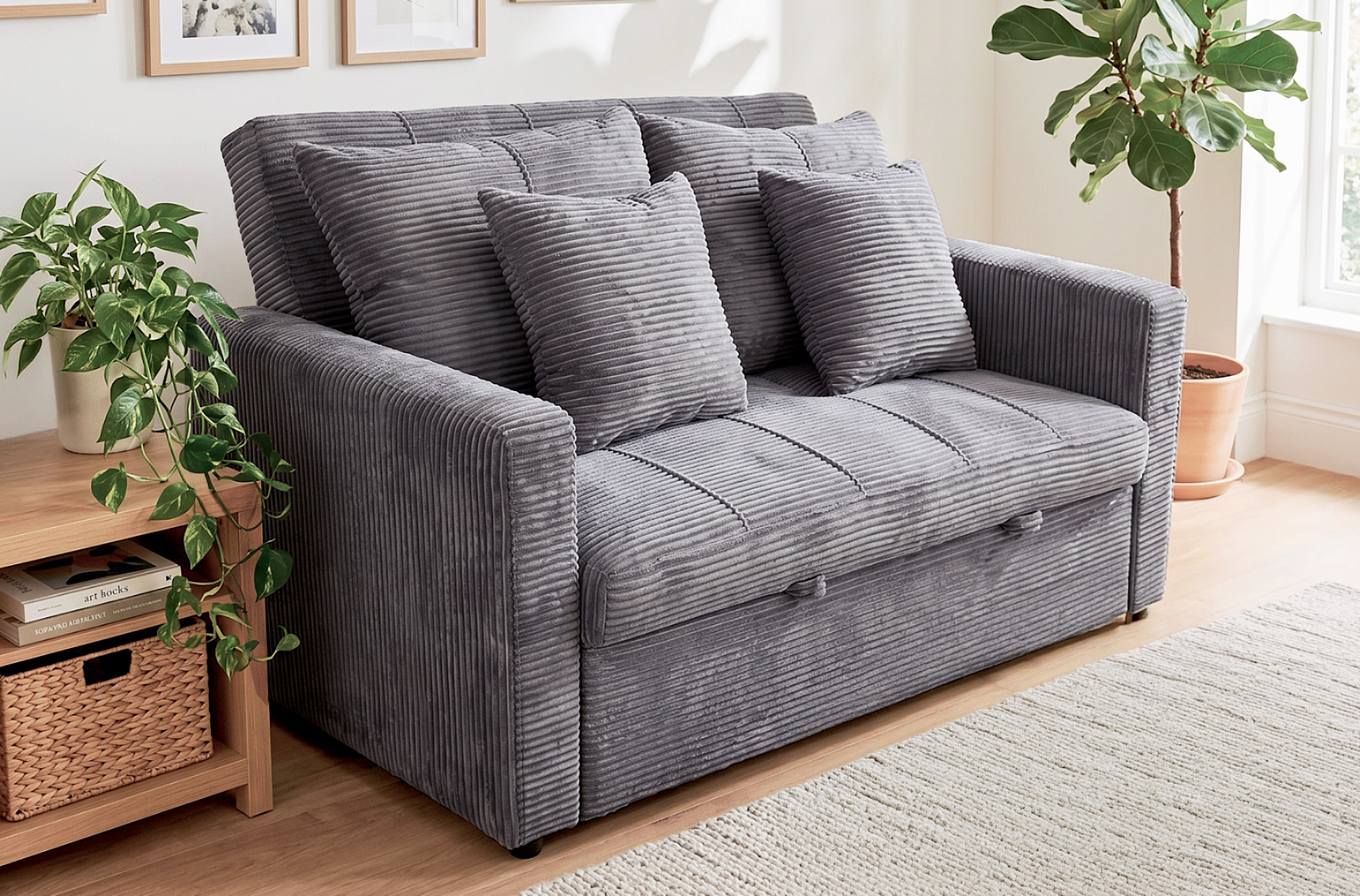 SOFA CAMA DIVAN 140 CM CORDUROY GRIS