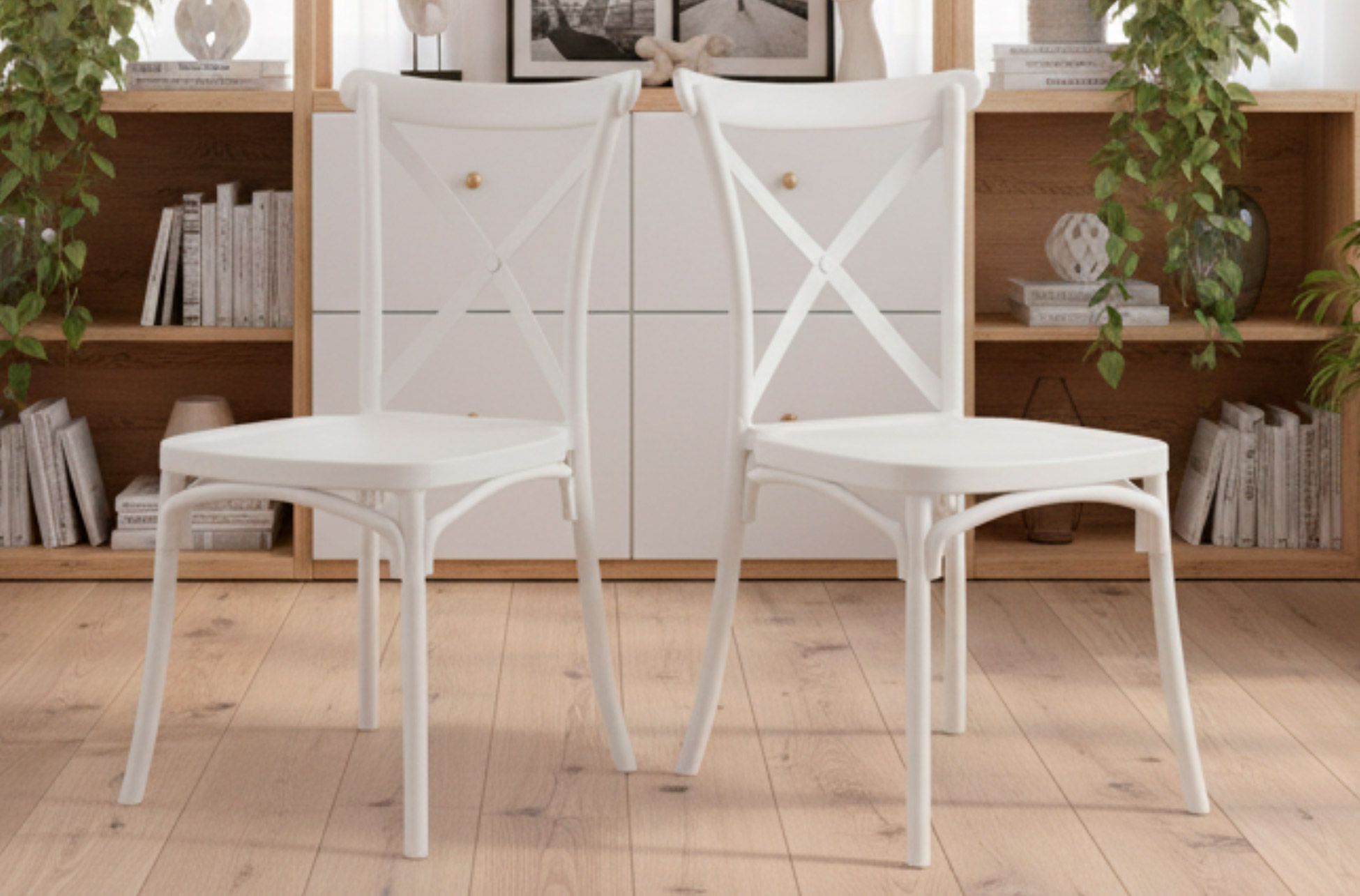 SILLA POLIPROPILENO CROSSBACK BLANCO.