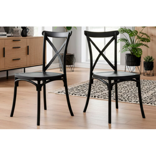 SILLA POLIPROPILENO CROSSBACK NEGRO.
