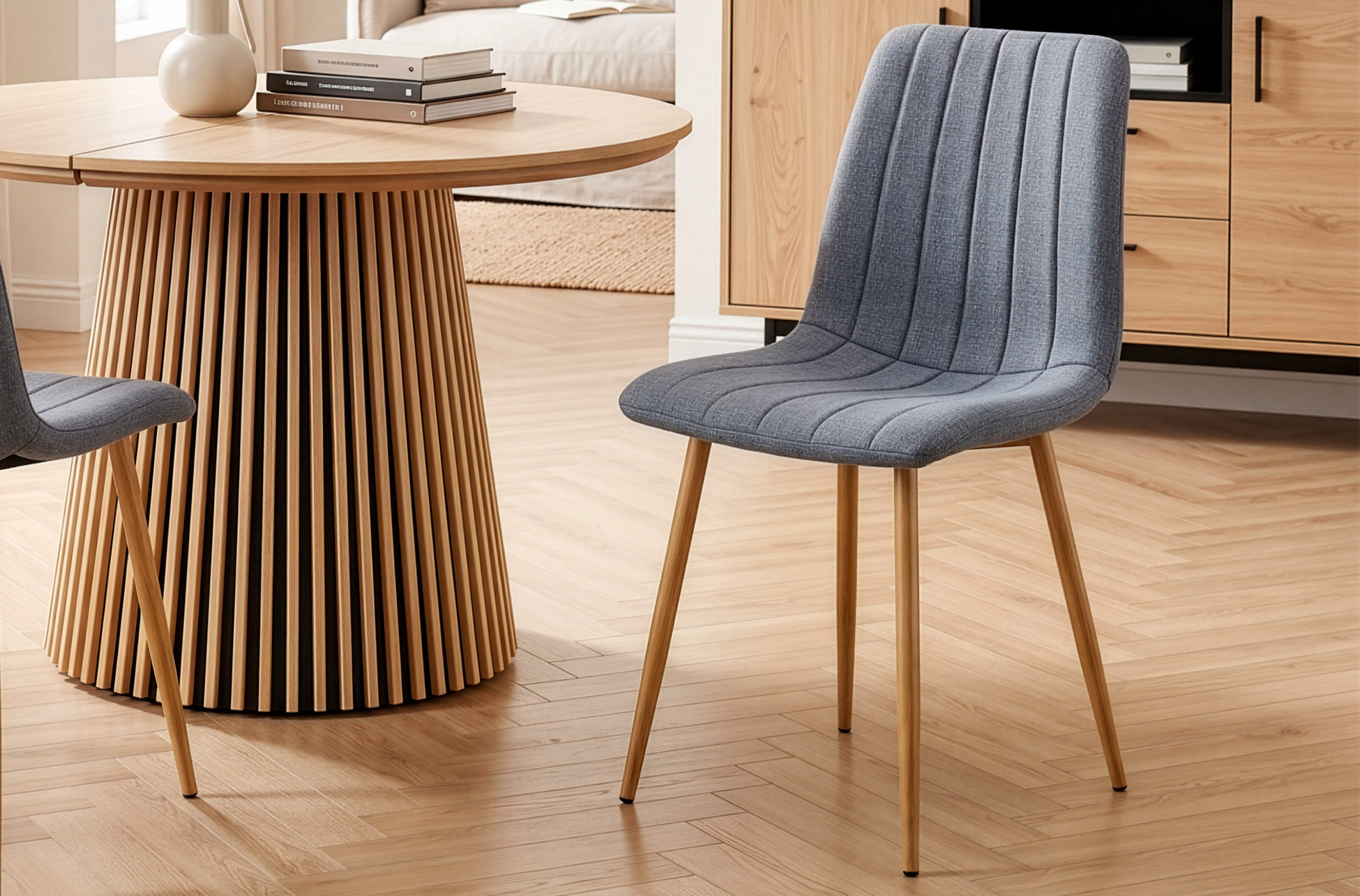 SILLA COMEDOR NAILS TEJIDO GRIS / OAK.