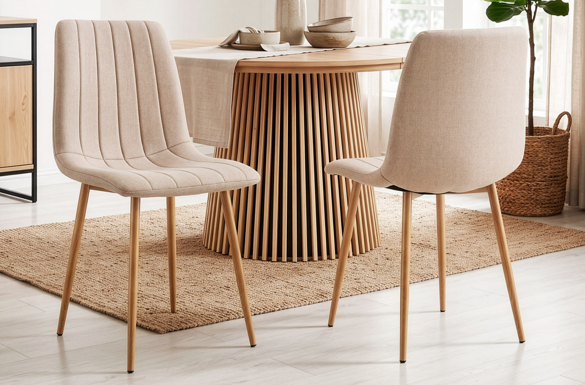 SILLA COMEDOR NAILS TEJIDO BEIGE / OAK.