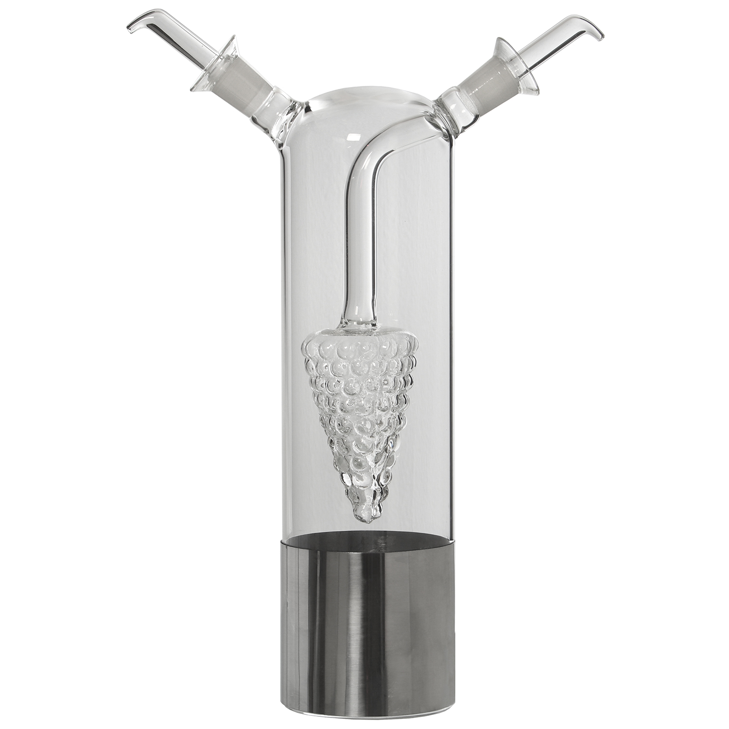 ACEITERA CRISTAL DOBLE CUERPO7/SOPORTE METAL CROMADO