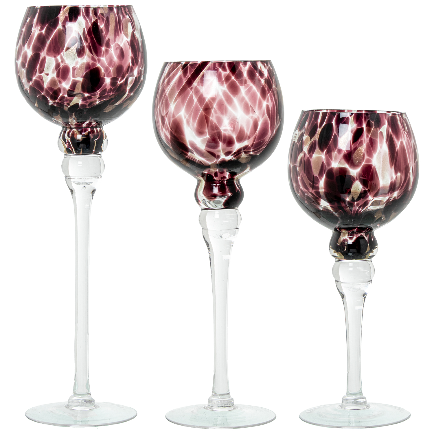 SET 3 COPAS CRISTAL DECORATIVO BASE METAL
