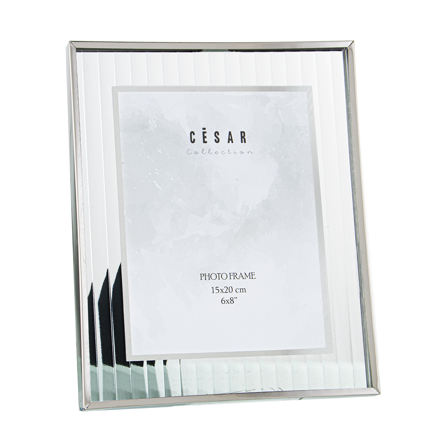 PORTAFOTOS 15X20CM CRISTAL C/BORDE PLATEADO