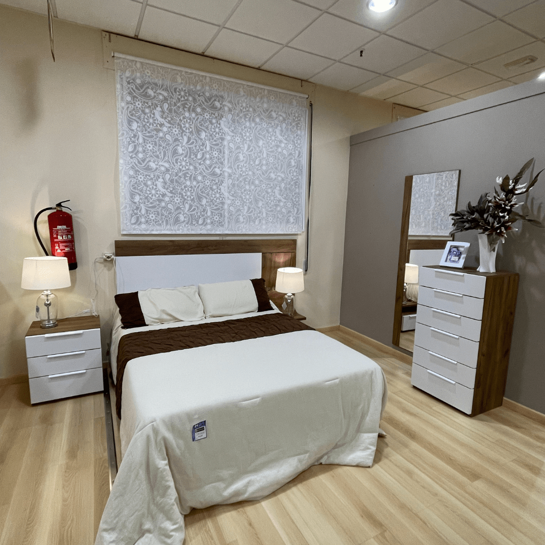 Dormitorio de matrimonio completo roble/blanco outlet