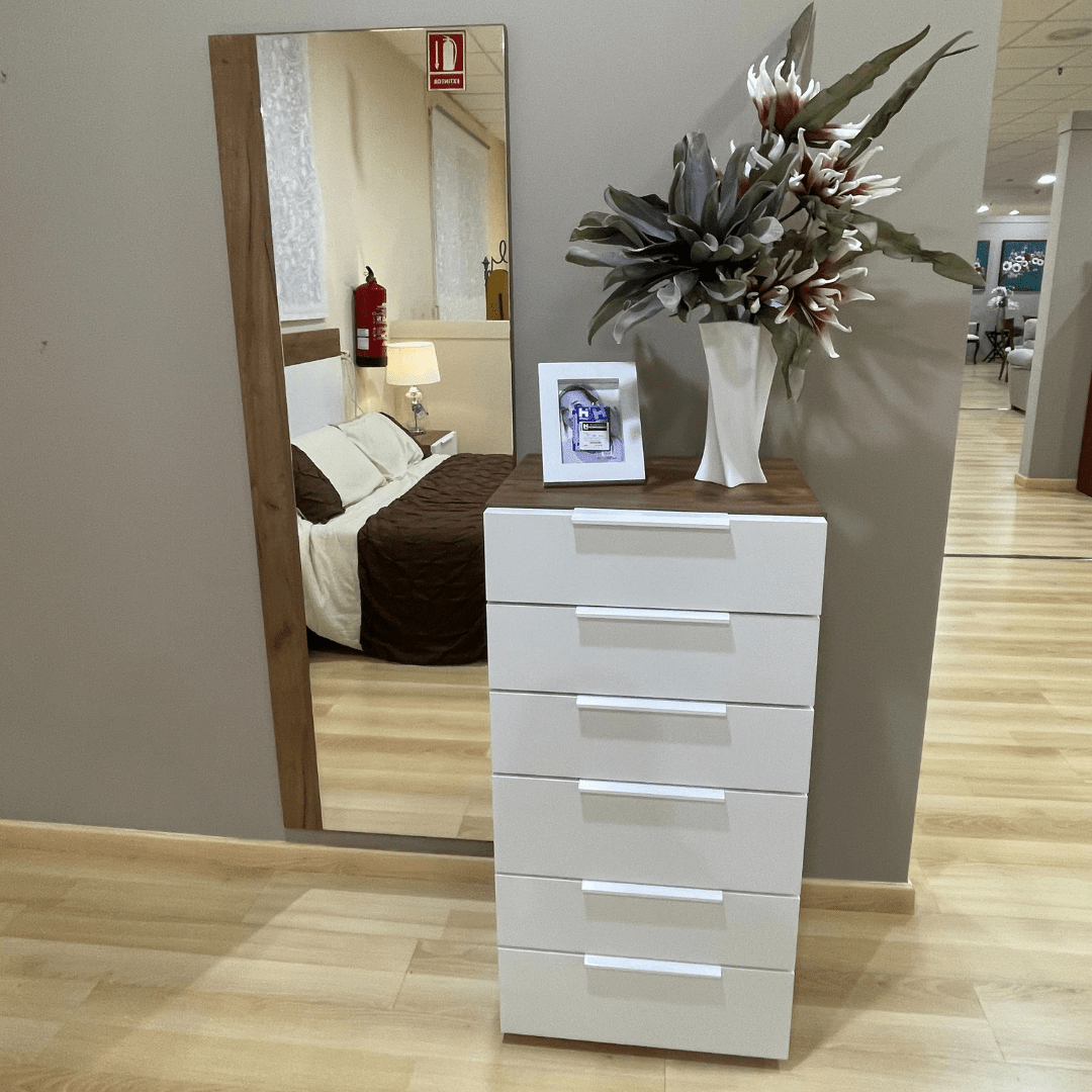 Dormitorio de matrimonio completo roble/blanco outlet - Imagen 4