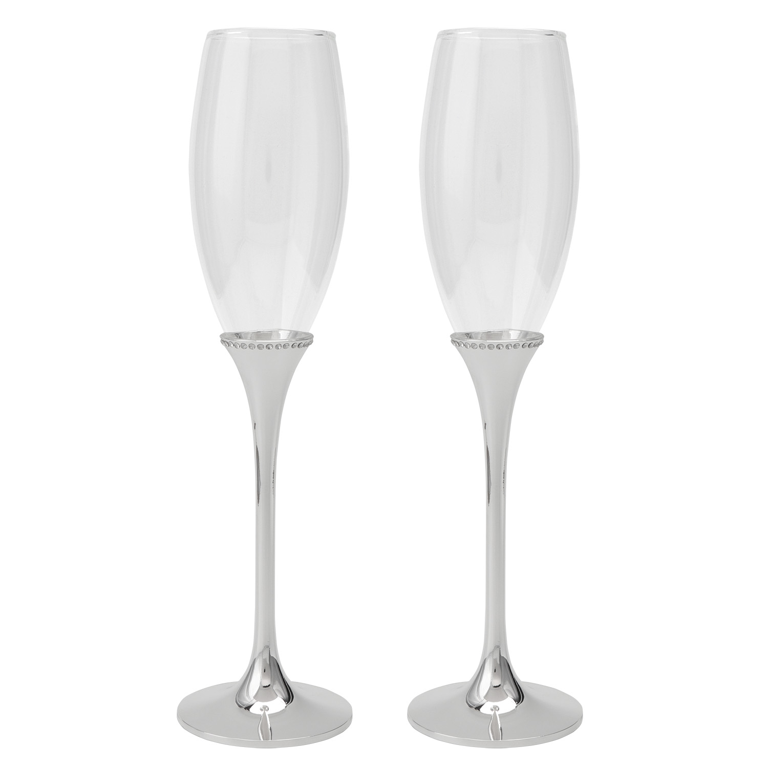 SET 2 COPAS CAVA C/PIE METAL PORADO Y CRISTALES