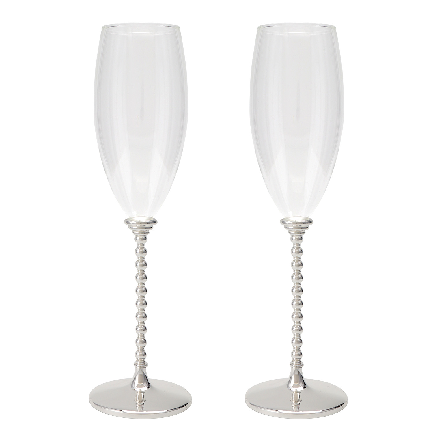 SET 2 COPAS CAVA C/PIE METAL PLATA/ORO Y CRISTALES