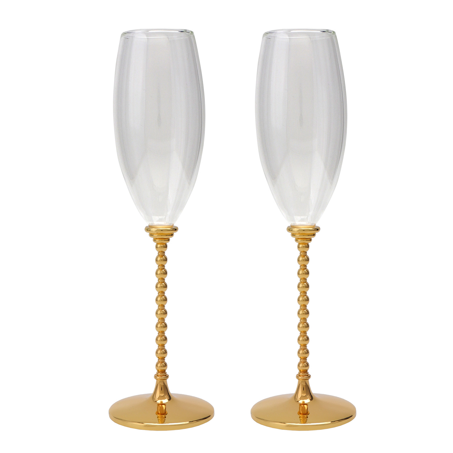 SET 2 COPAS CAVA C/PIE METAL DLATEADO