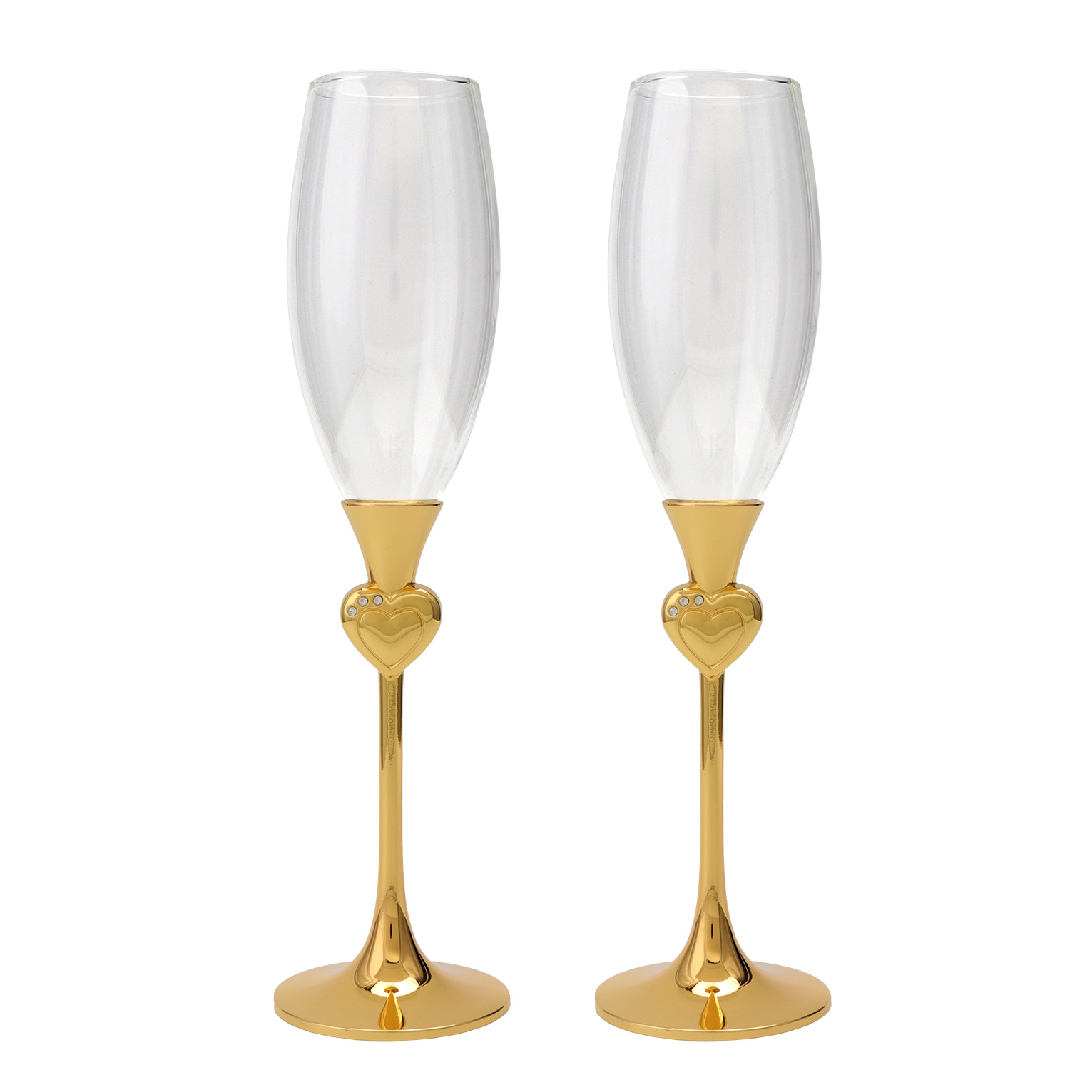 SET 2 COPAS CAVA C/PIE METAL DLATEADO ANILLOS