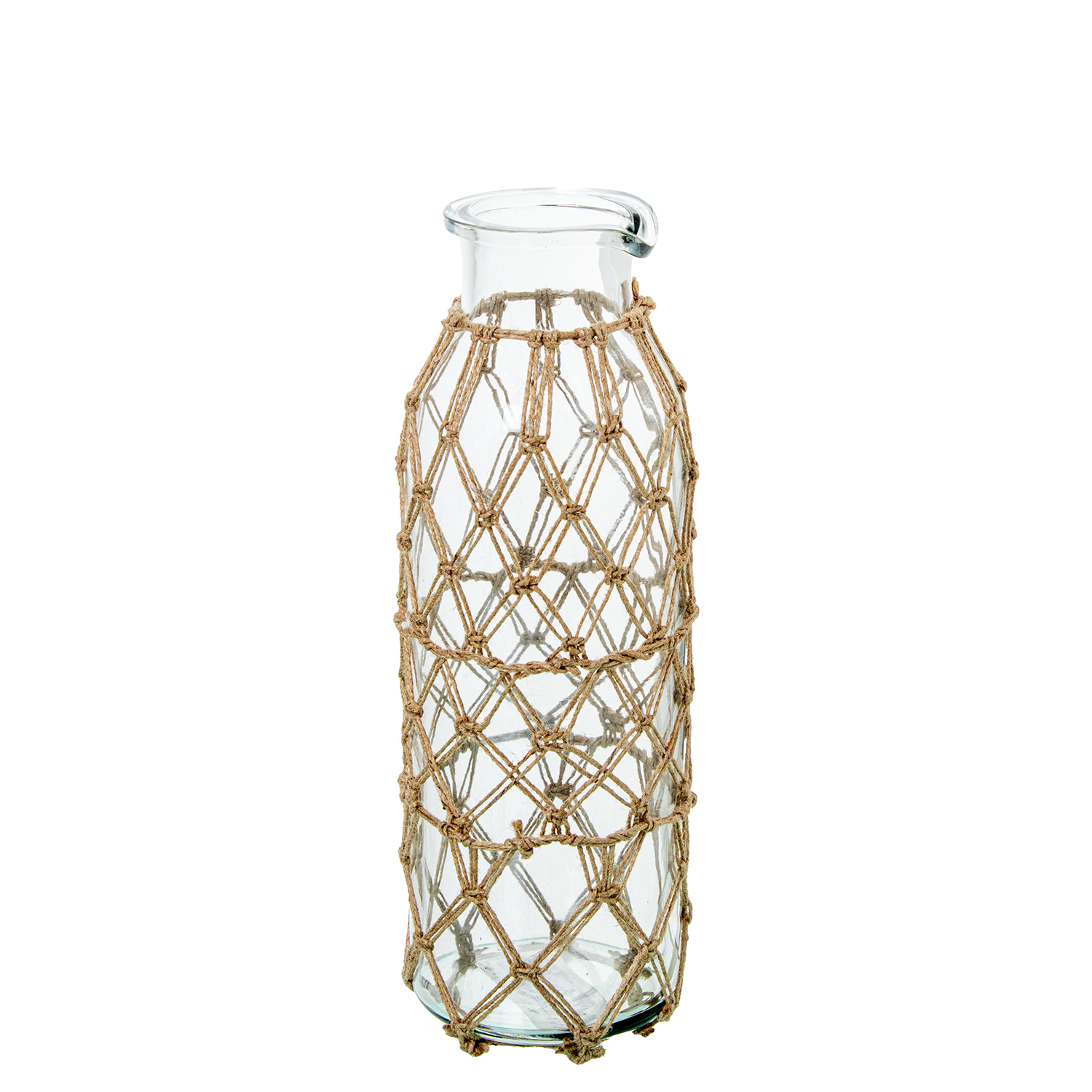 JARRÓN BOTELLA 25CM CRISTAL C/CUERDA