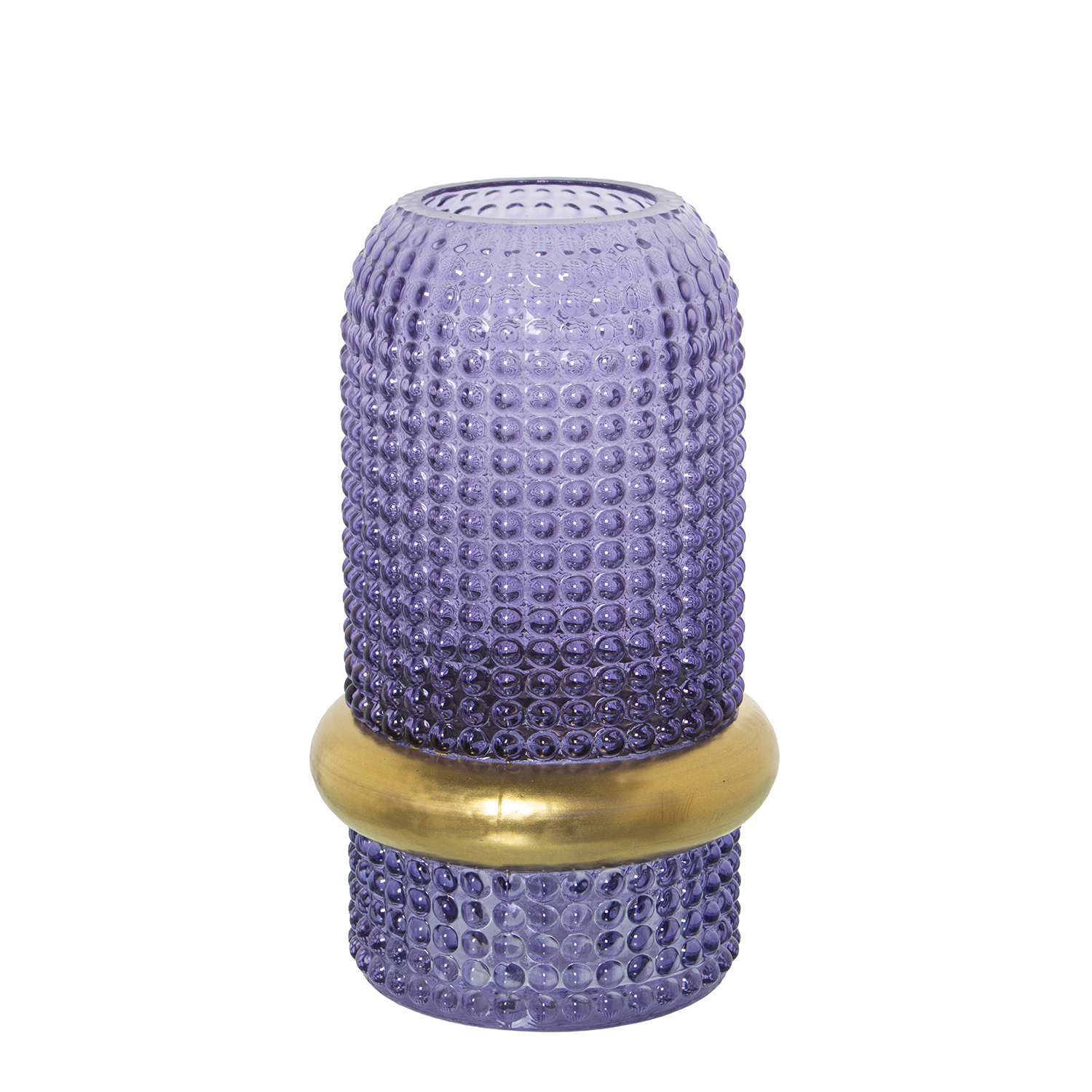JARRÓN CRISTAL AZUL ARO DORADO