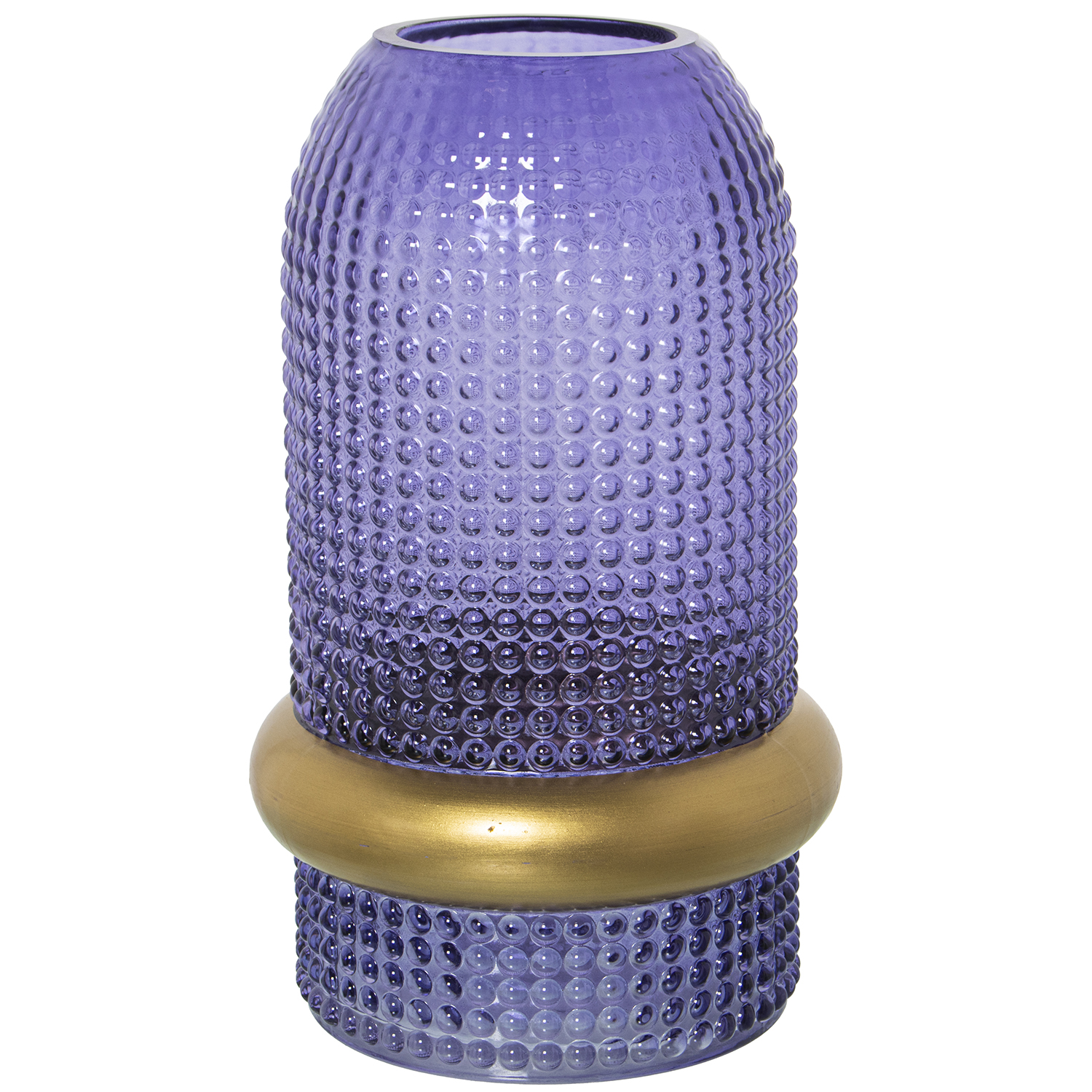 JARRÓN CRISTAL AZUL ARO DORADO