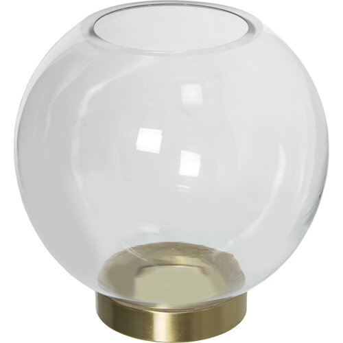JARRÓN PORTAVELAS CRISTAL TRANSPARENTE PIE DORADO