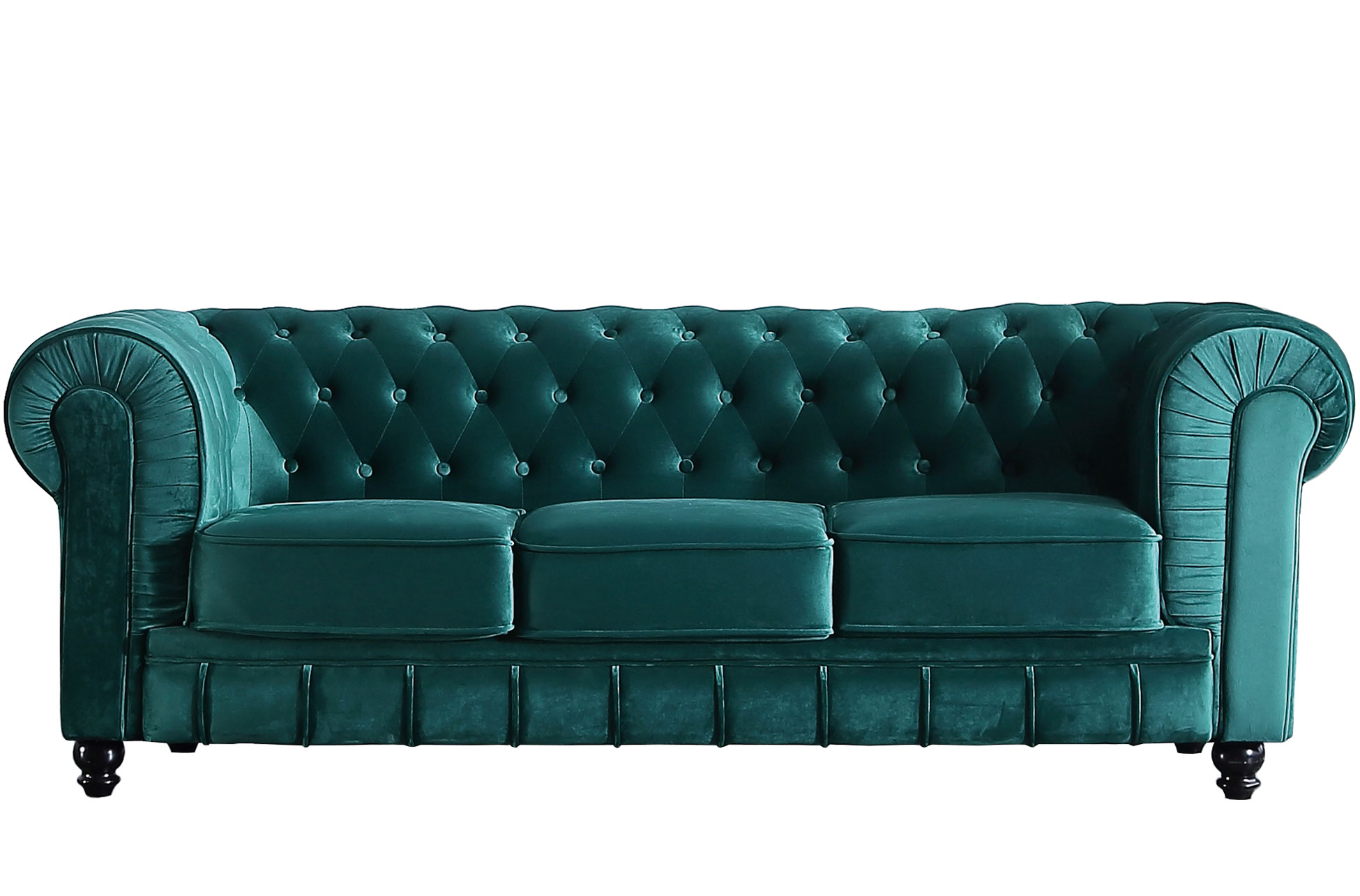 SOFÁ CHESTERFIELD 3 PLAZAS VELVET VERDE - Imagen 2