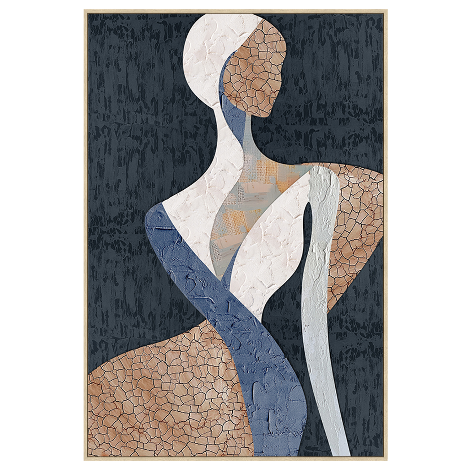 CUADRO LIENZO MARCO MADERA NATURAL 100X100 CM. ABSTRACTO