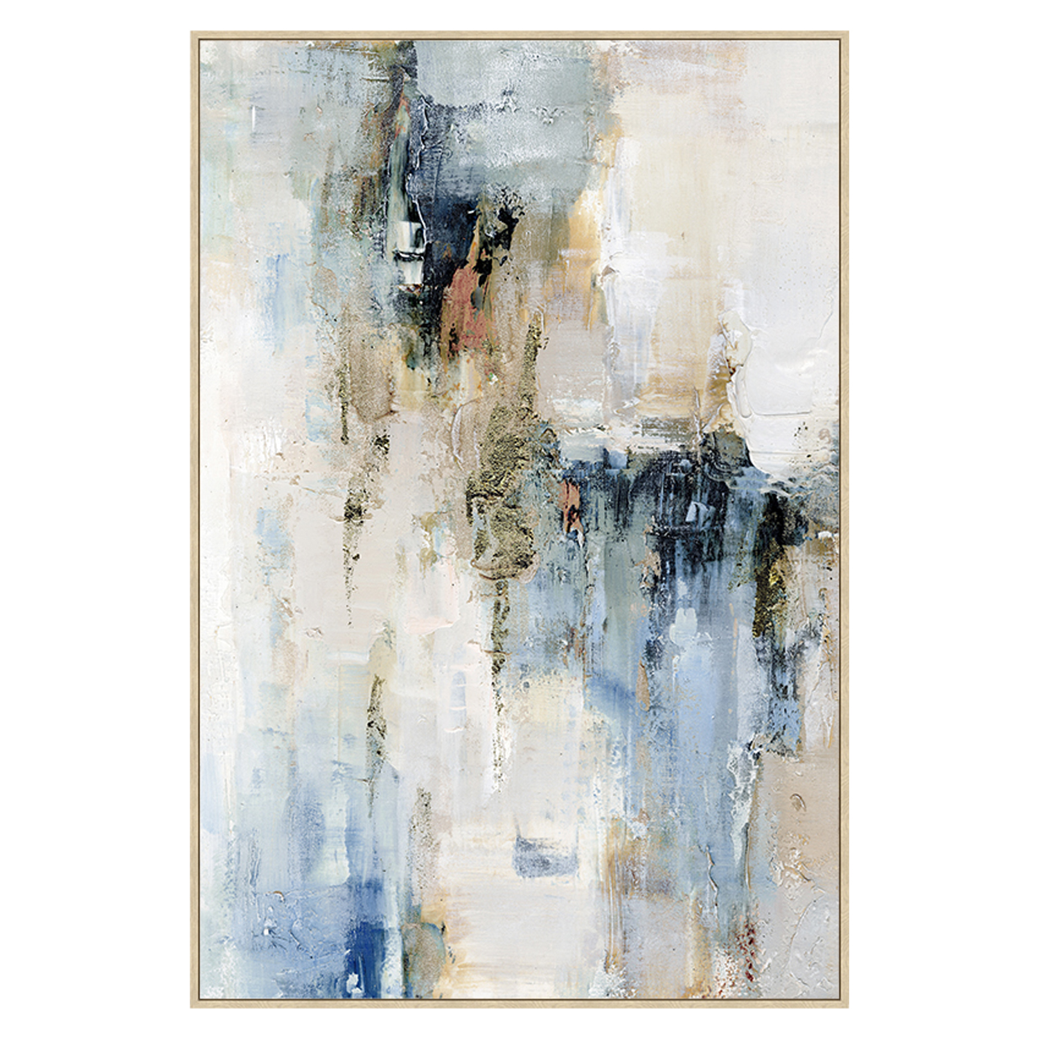 CUADRO LIENZO MARCO MADERA NATURAL 80X120 CM. FLORES