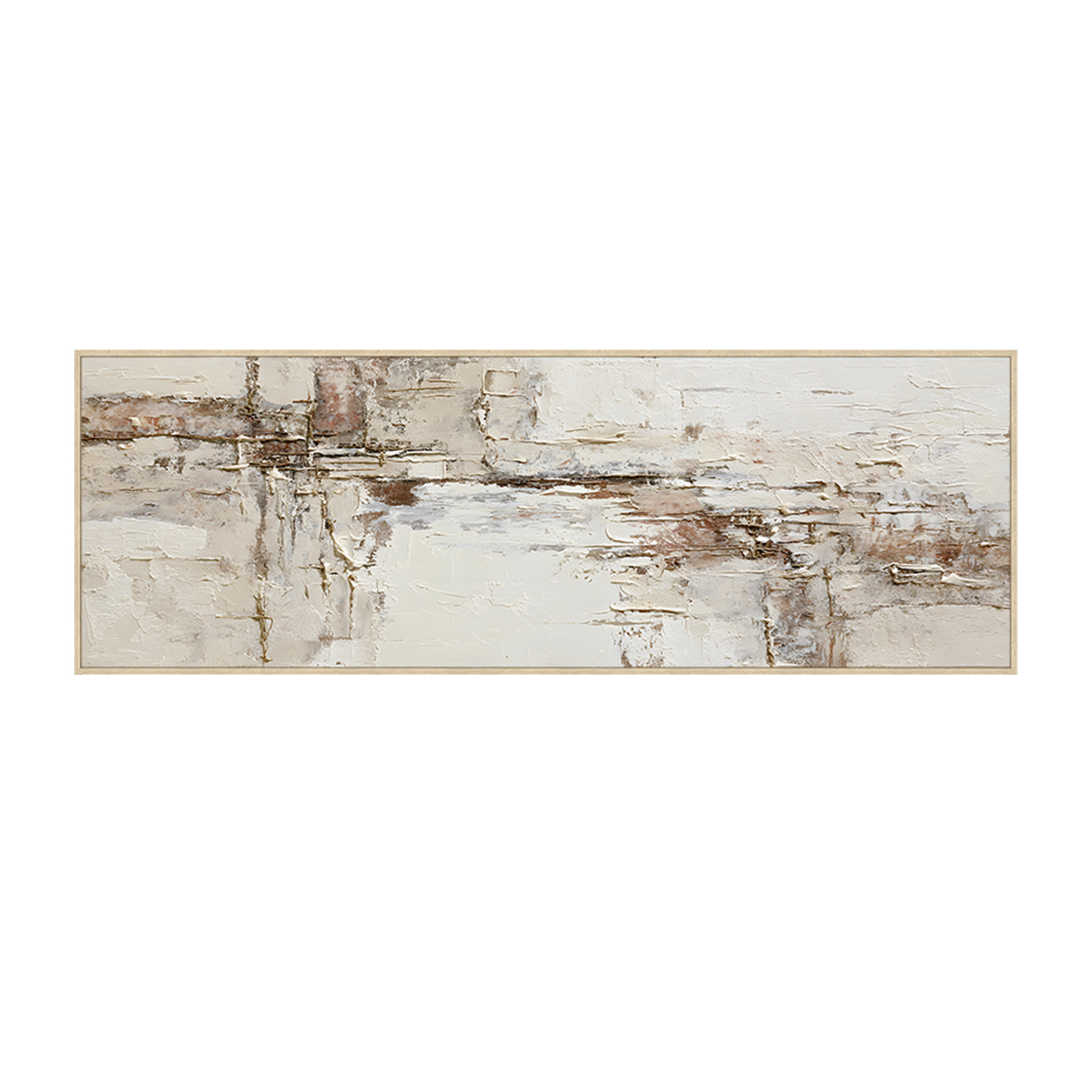 CUADRO LIENZO MARCO MADERA NATURAL 140X70 CM. ABSTRACTO