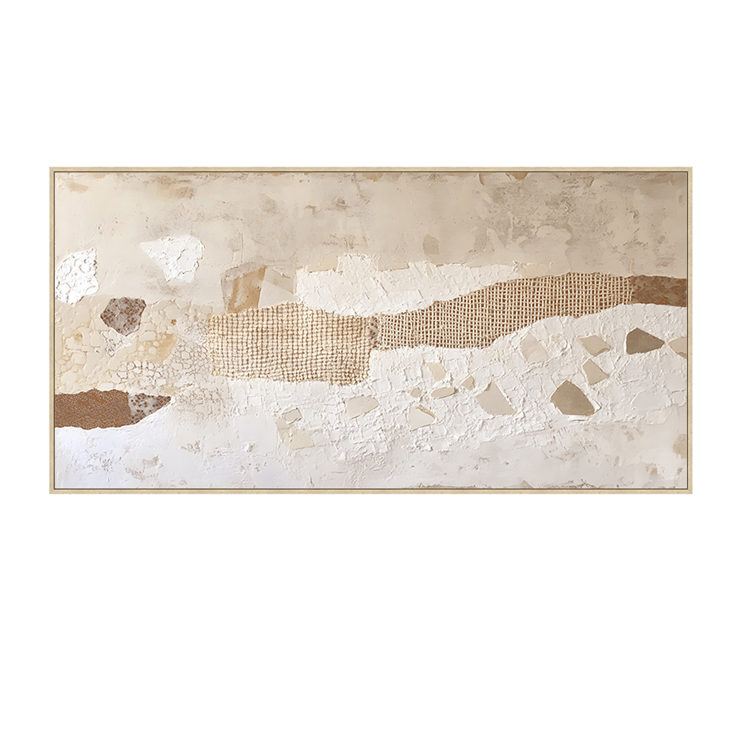 CUADRO LIENZO MARCO MADERA NATURAL 150X50 CM. ABSTRACTO