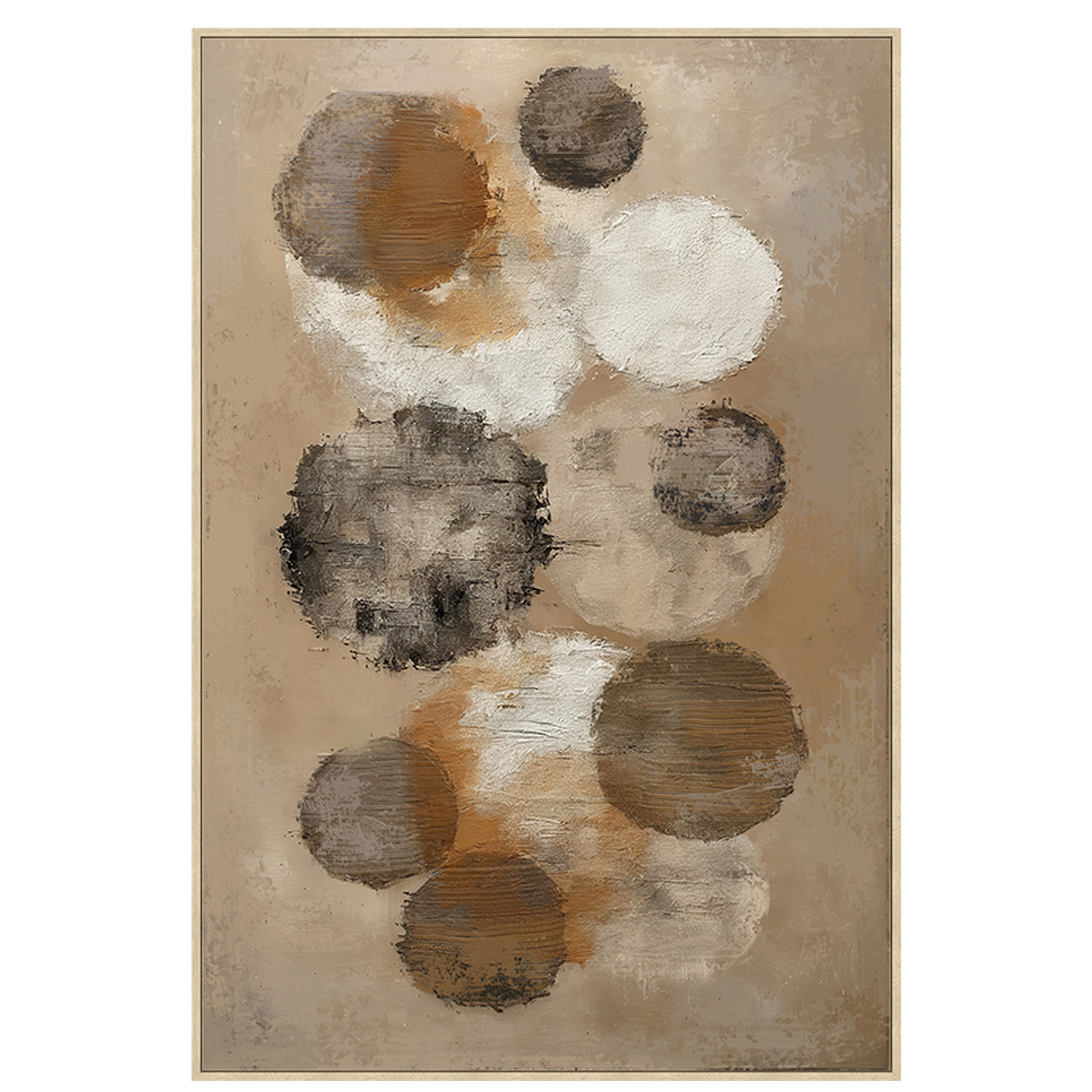CUADRO LIENZO MARCO MADERA NATURAL 80X120 CM. ABSTRACTO