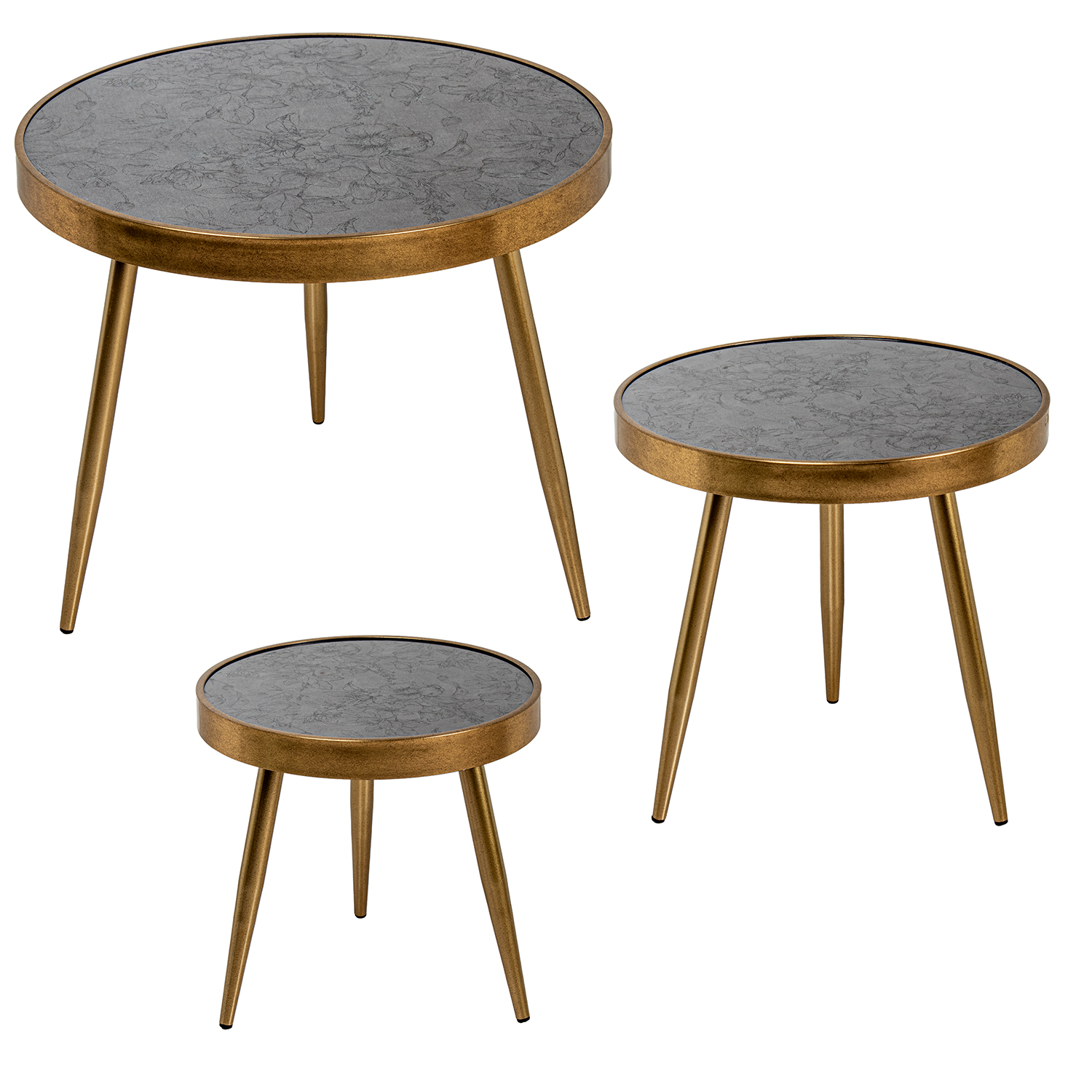 SET 3 MESAS AUXILIARES MDF DOR TOSTADA NEGRA